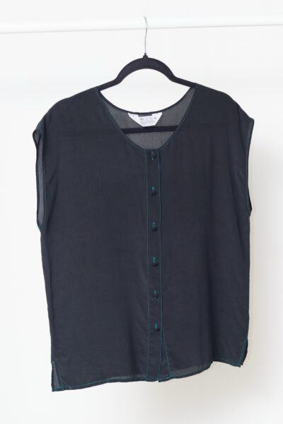 Top Vintage Coocoon din 100% Mătase – Detalii Contrastante Verzi L/XL