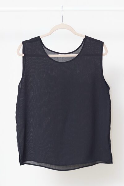 Top Minimalist din Mătase Texturată – Negru Mat (Cielo Blu) M/L