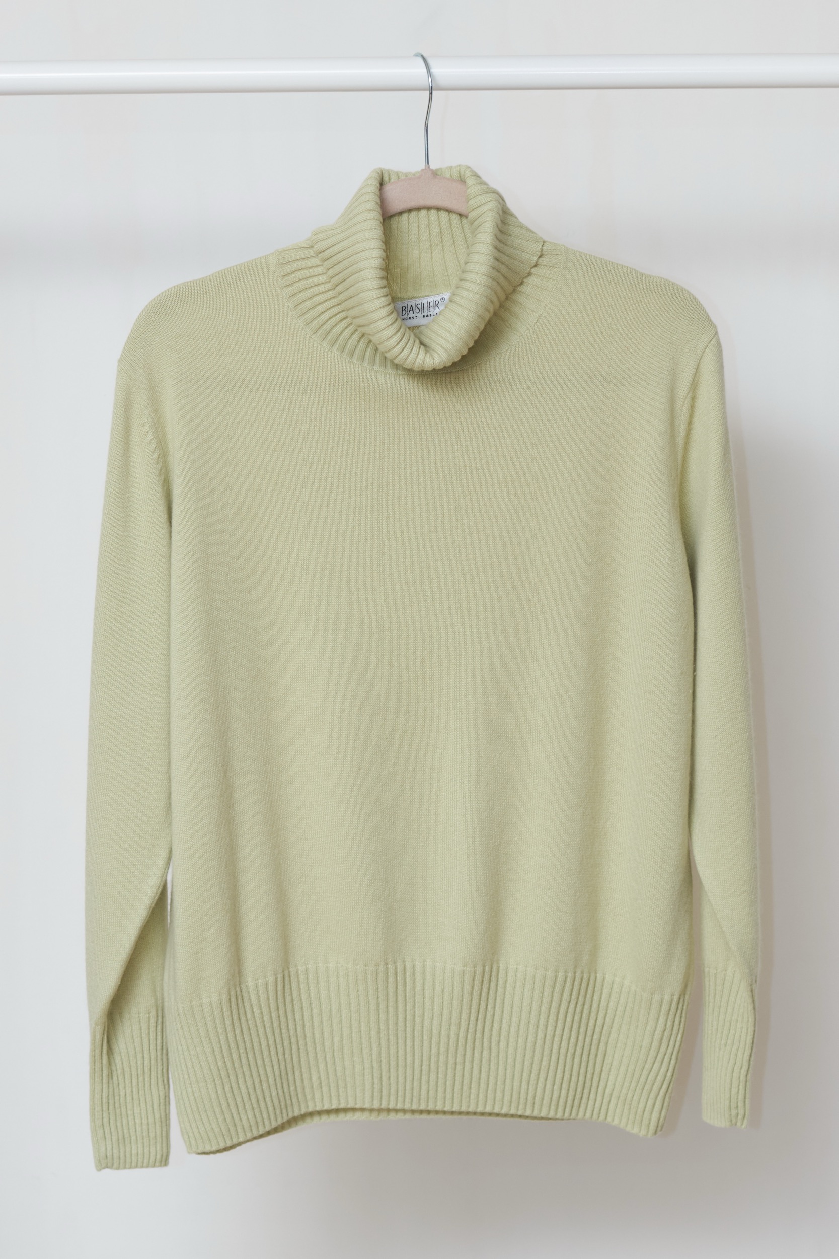 Pulover vintage din cașmir și mătase Basler, verde fistic, L