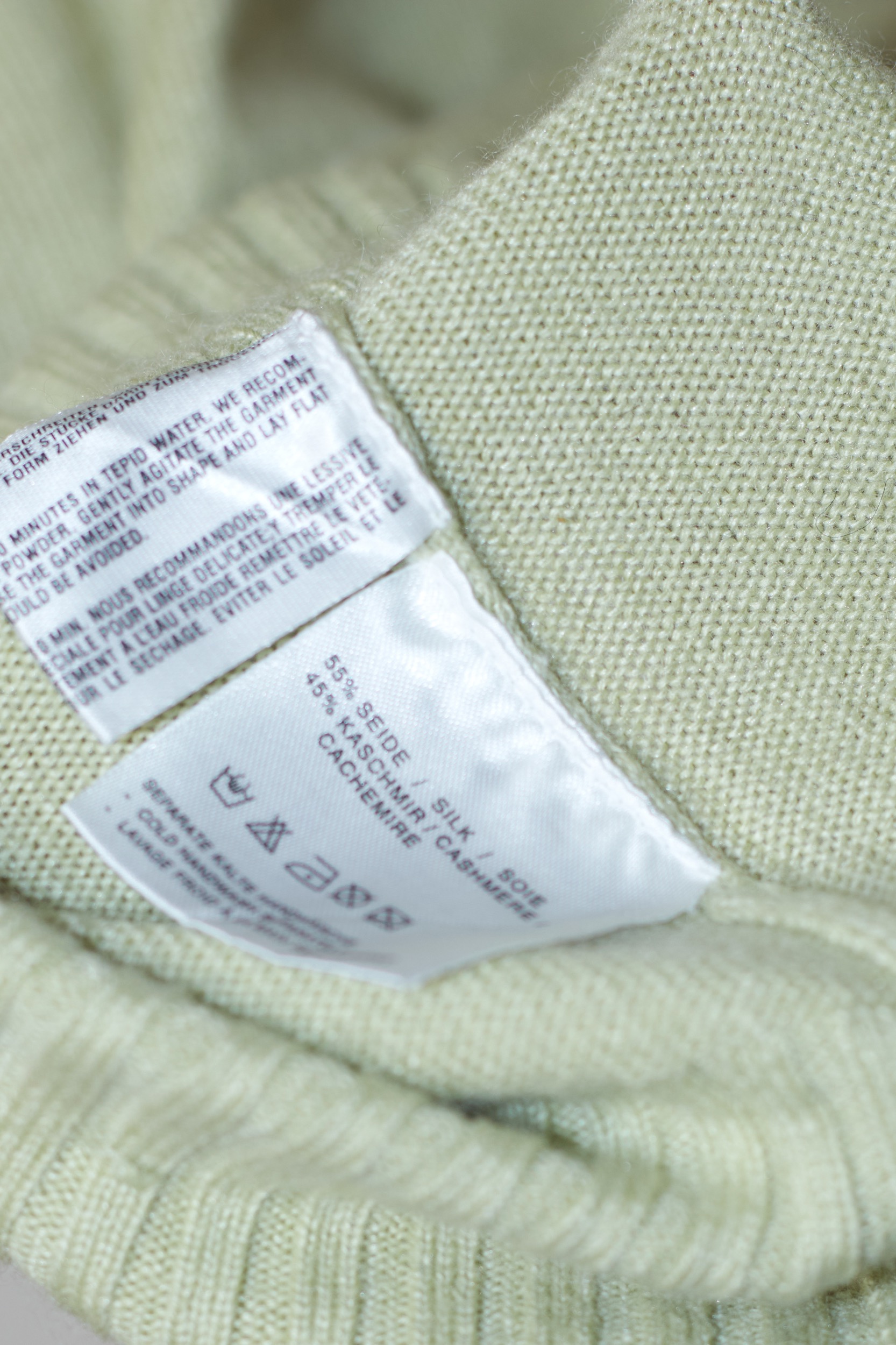 Pulover vintage din cașmir și mătase Basler, verde fistic, L - imagine 4