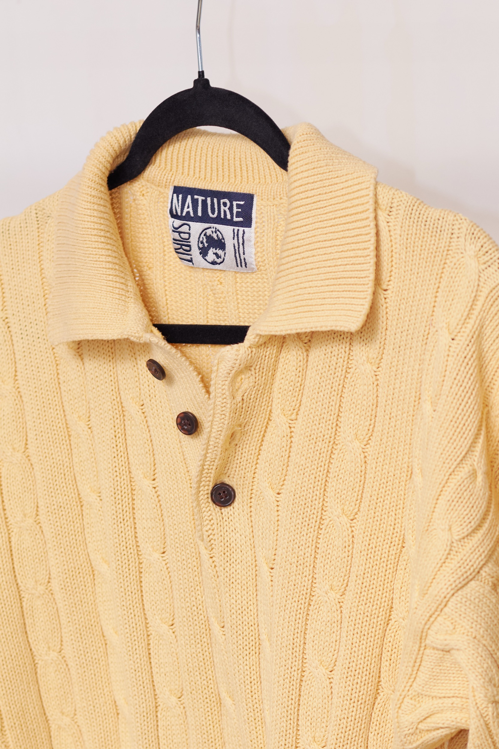 Pulover Vintage în Stil Polo – Bumbac Texturat Vanilla (Nature Spirit) L/XL - imagine 5