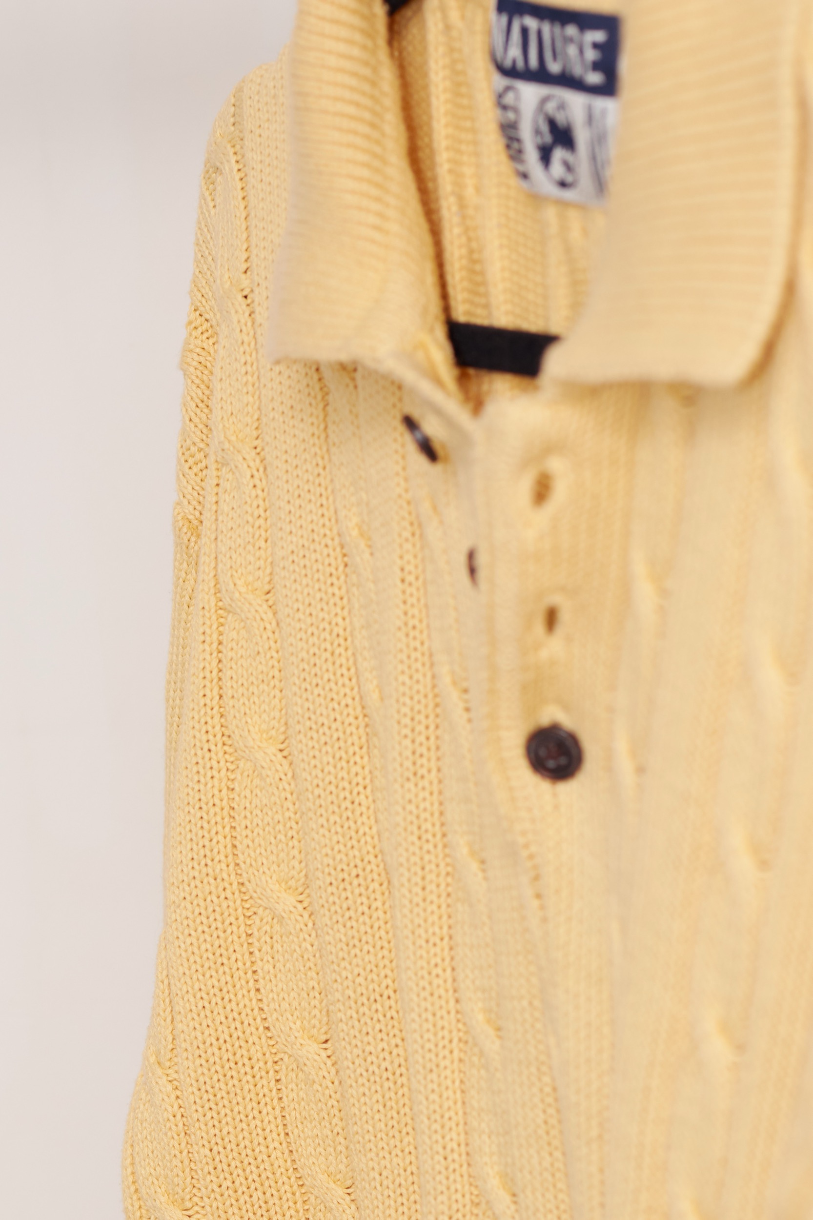 Pulover Vintage în Stil Polo – Bumbac Texturat Vanilla (Nature Spirit) L/XL - imagine 6