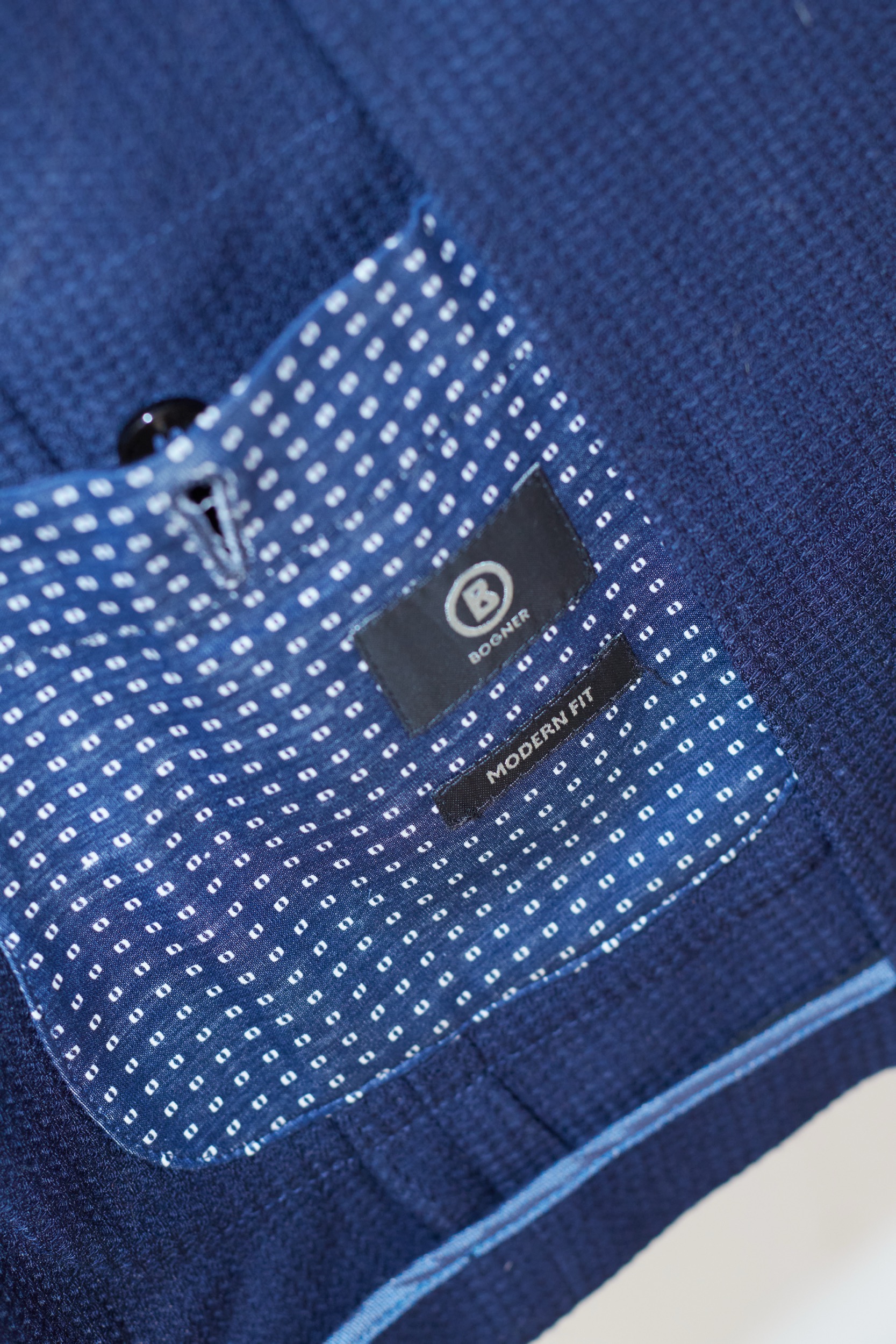 Sacou Modern Fit Bogner din lână virgină– Textură Waffle Navy - imagine 6