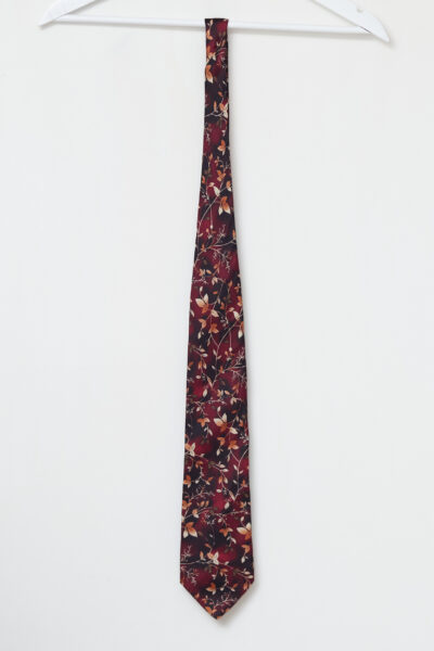 Cravată vintage din mătase bordo Botanica Greenfield