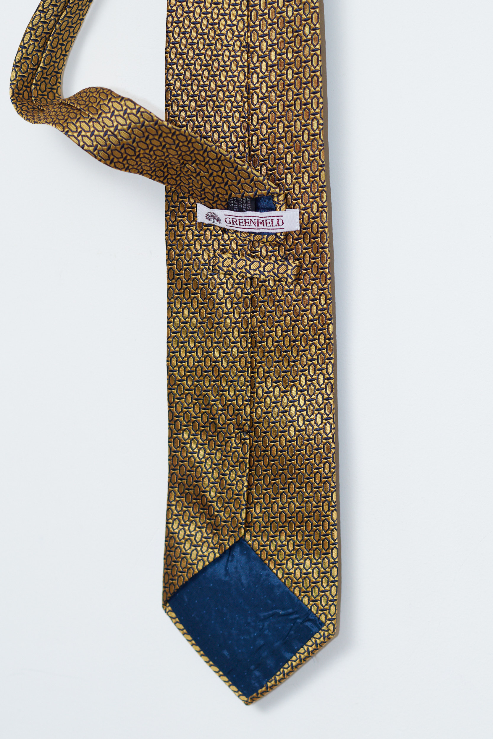 Cravată vintage din mătase aurie Greenfield - imagine 3