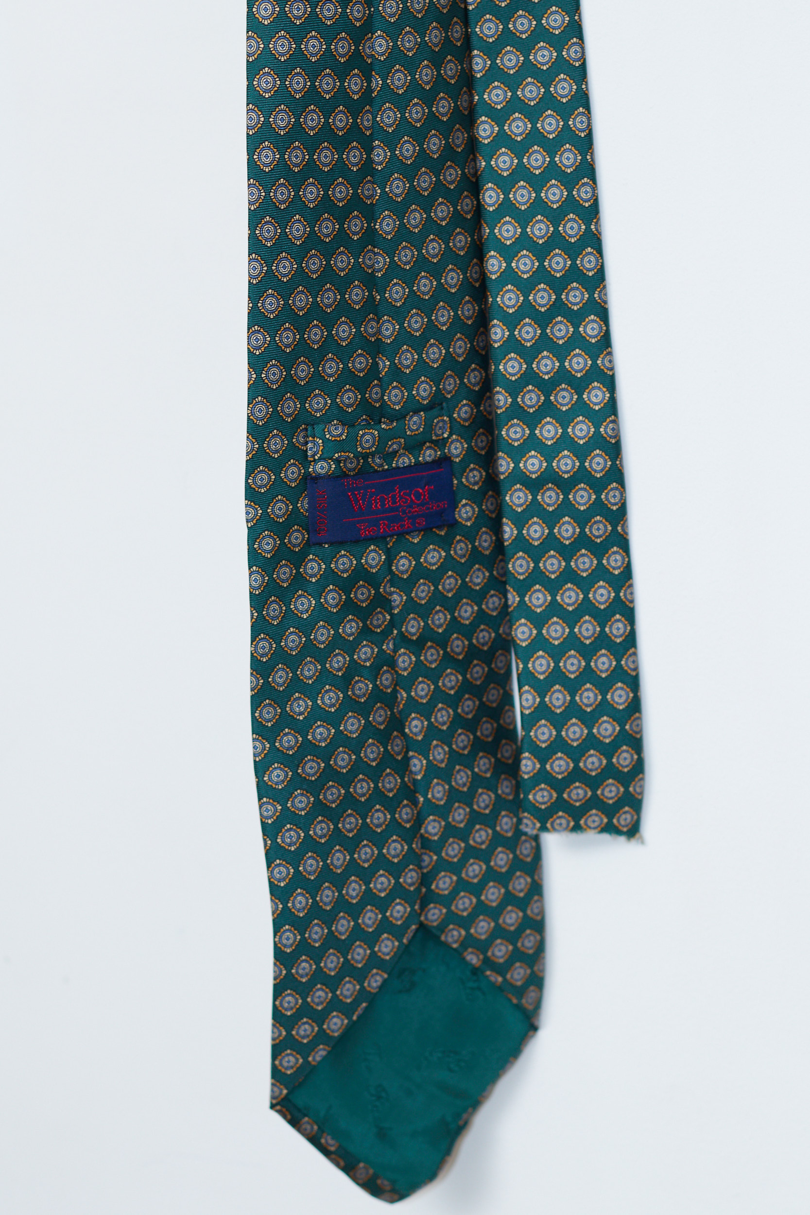Cravată vintage din mătase Verde Pădure Windsor - imagine 3