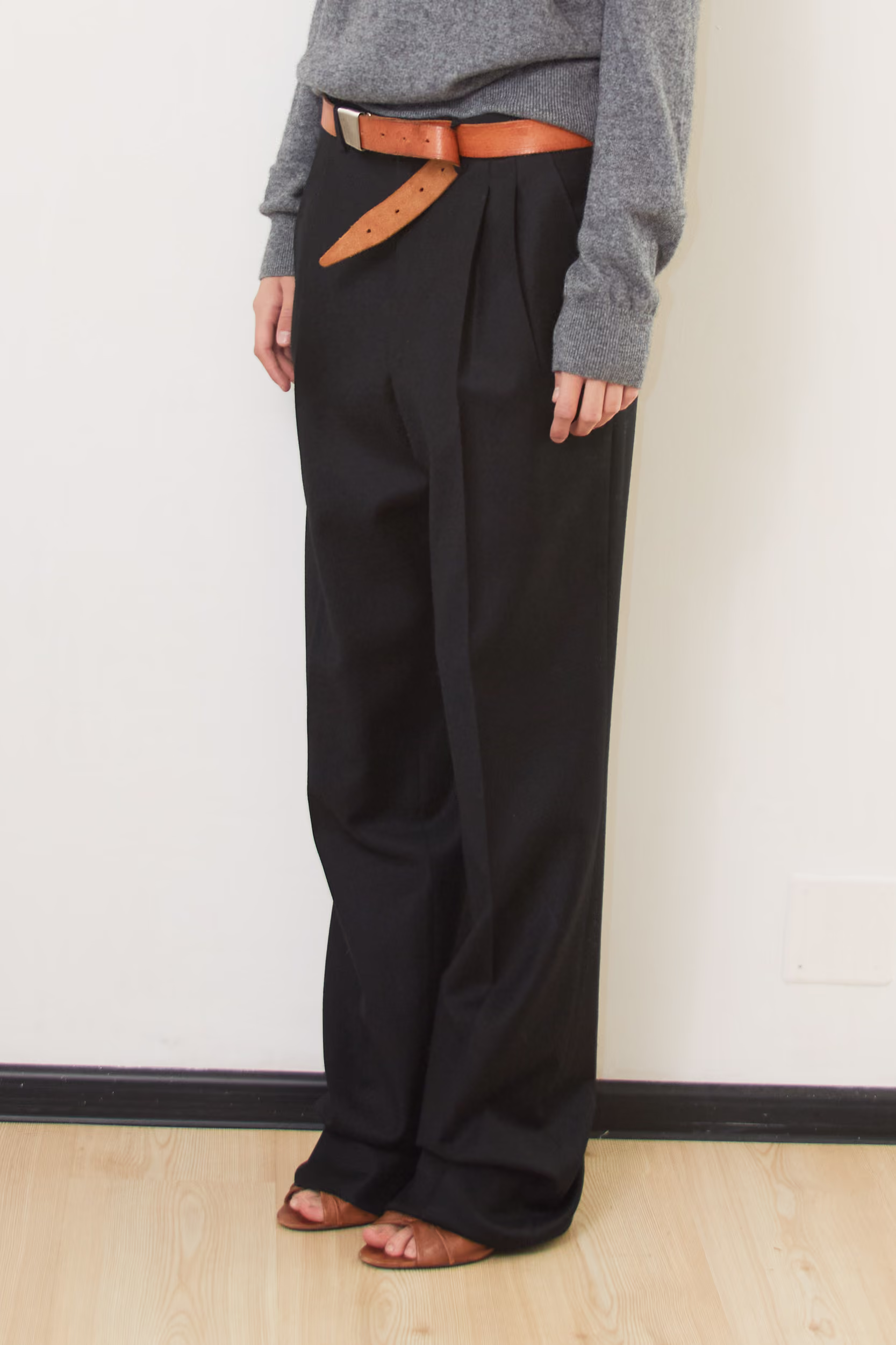 Pantaloni clasici negri Malcom Made in Italy din Lână Merinos Fină - S - imagine 9