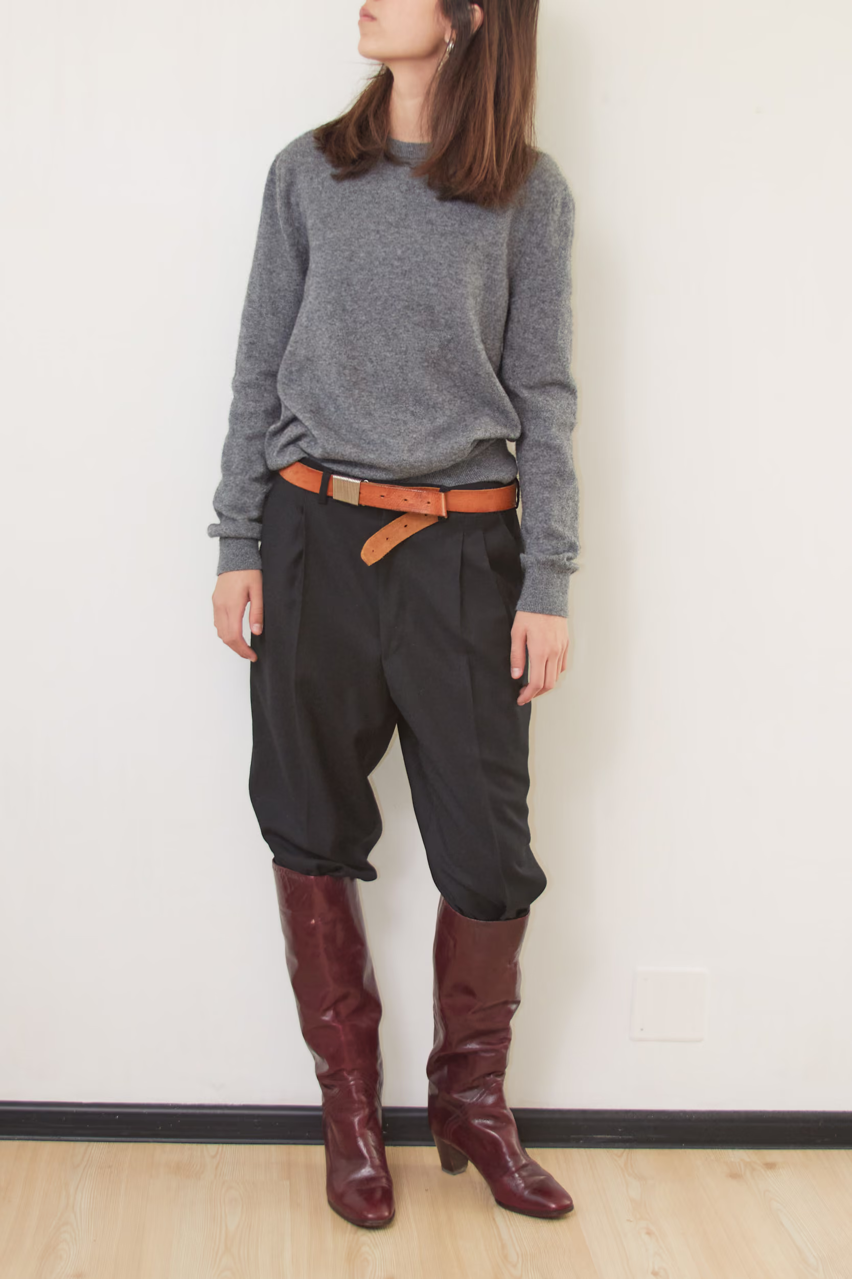 Pantaloni clasici negri Malcom Made in Italy din Lână Merinos Fină - S - imagine 2