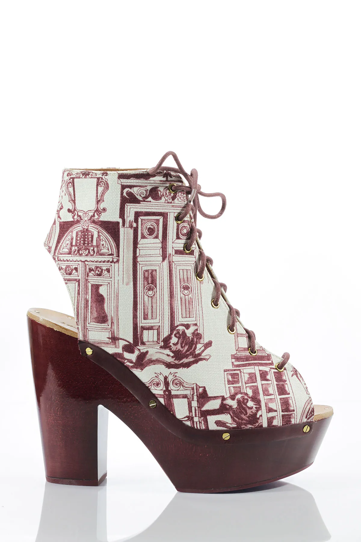 Sandale & Other Stories „Toile de Jouy” cu Talpă de Lemn Bordo - imagine 2