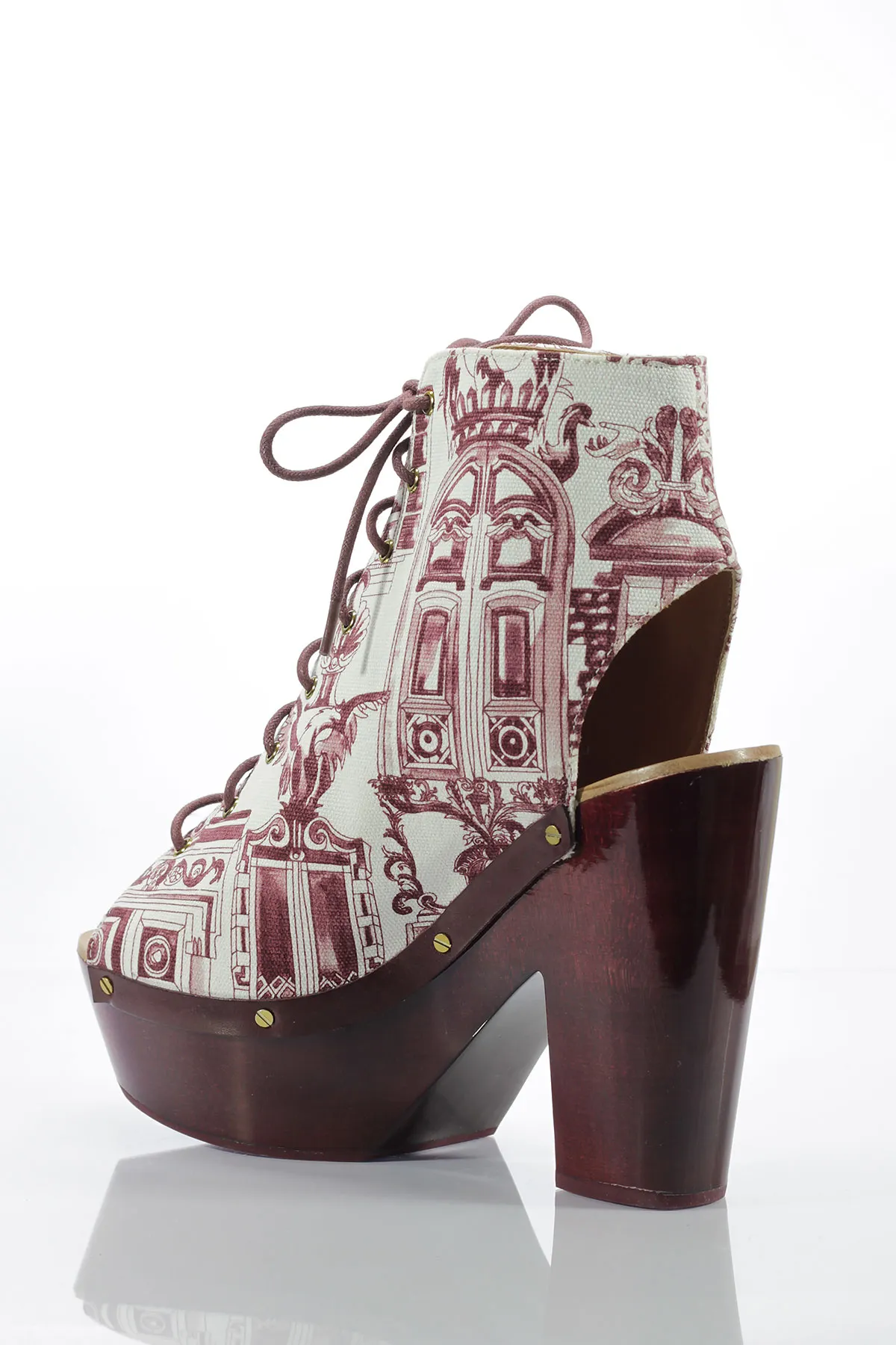 Sandale & Other Stories „Toile de Jouy” cu Talpă de Lemn Bordo - imagine 3