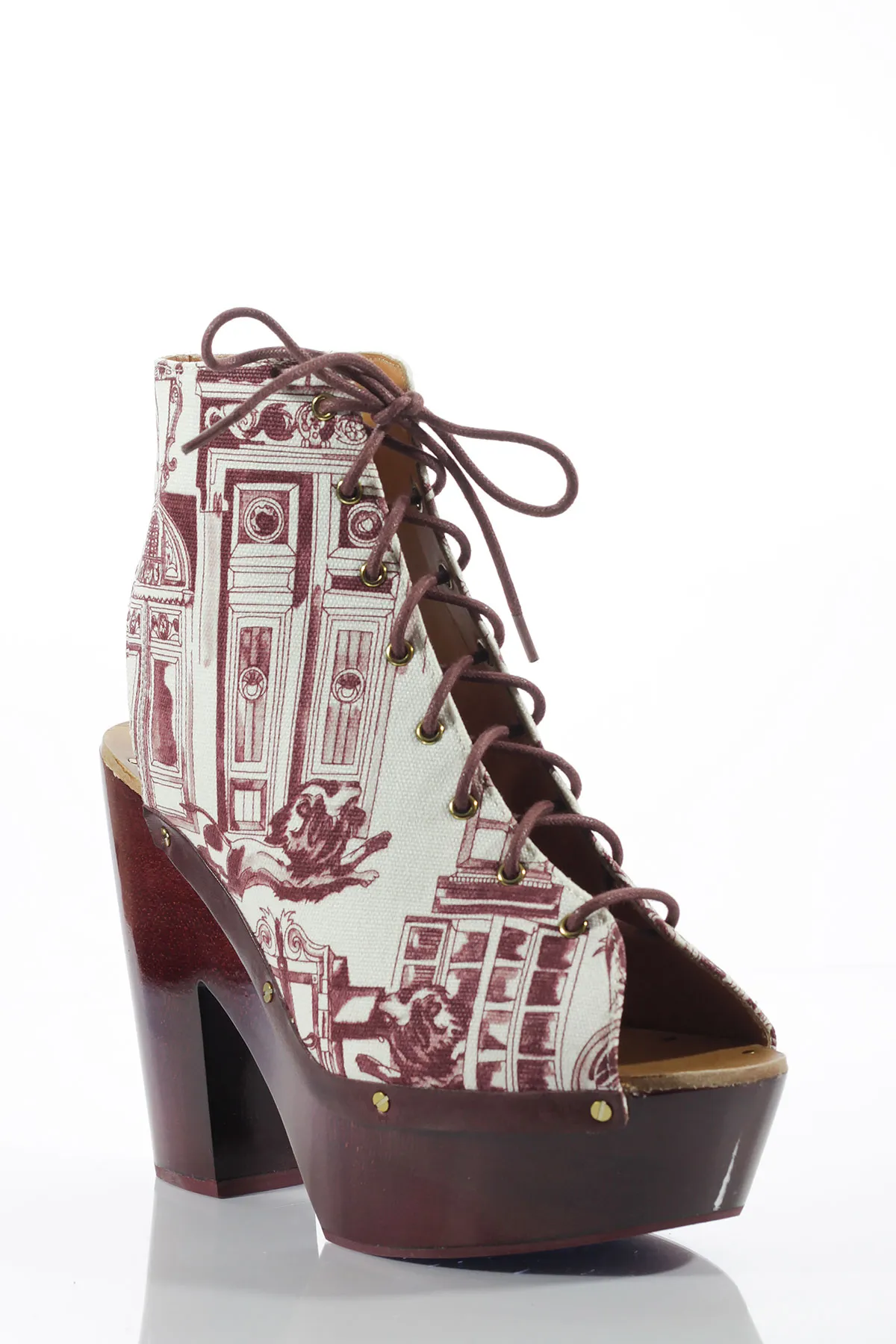 Sandale & Other Stories „Toile de Jouy” cu Talpă de Lemn Bordo - imagine 4