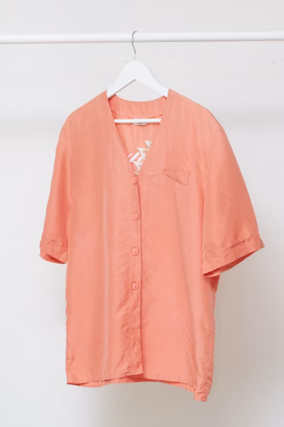 Cămașă vintage unisex din mătase 100% Peach Taifun L/XL