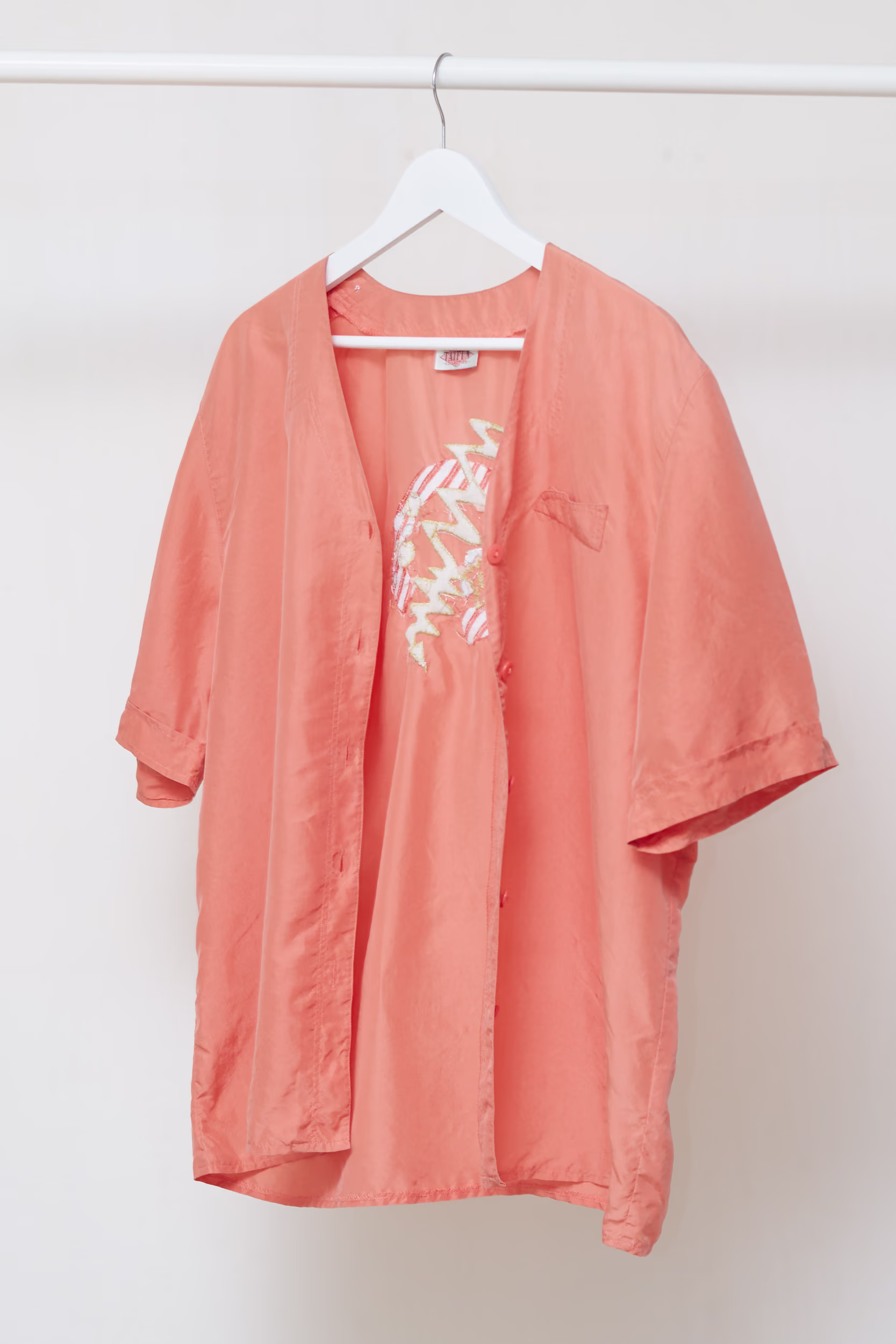 Cămașă vintage unisex din mătase 100% Peach Taifun L/XL - imagine 5