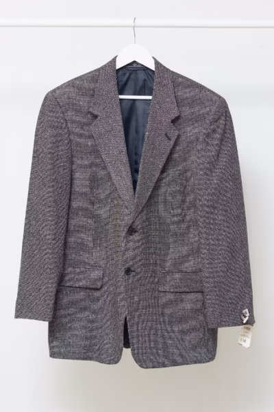 Sacou Vintage nou cu micro-pattern din Mătase 100% L/XL