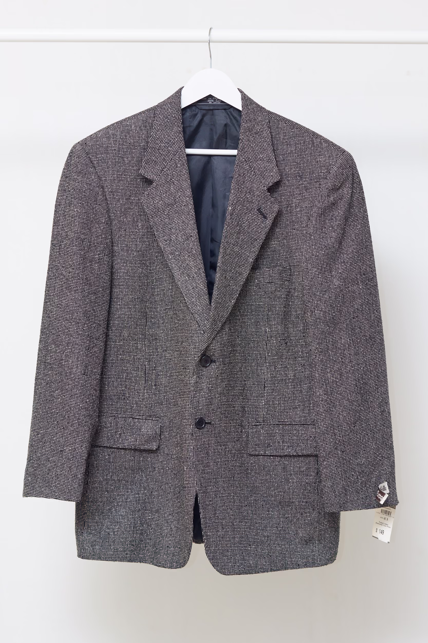 Sacou Vintage nou cu micro-pattern din Mătase 100% L/XL