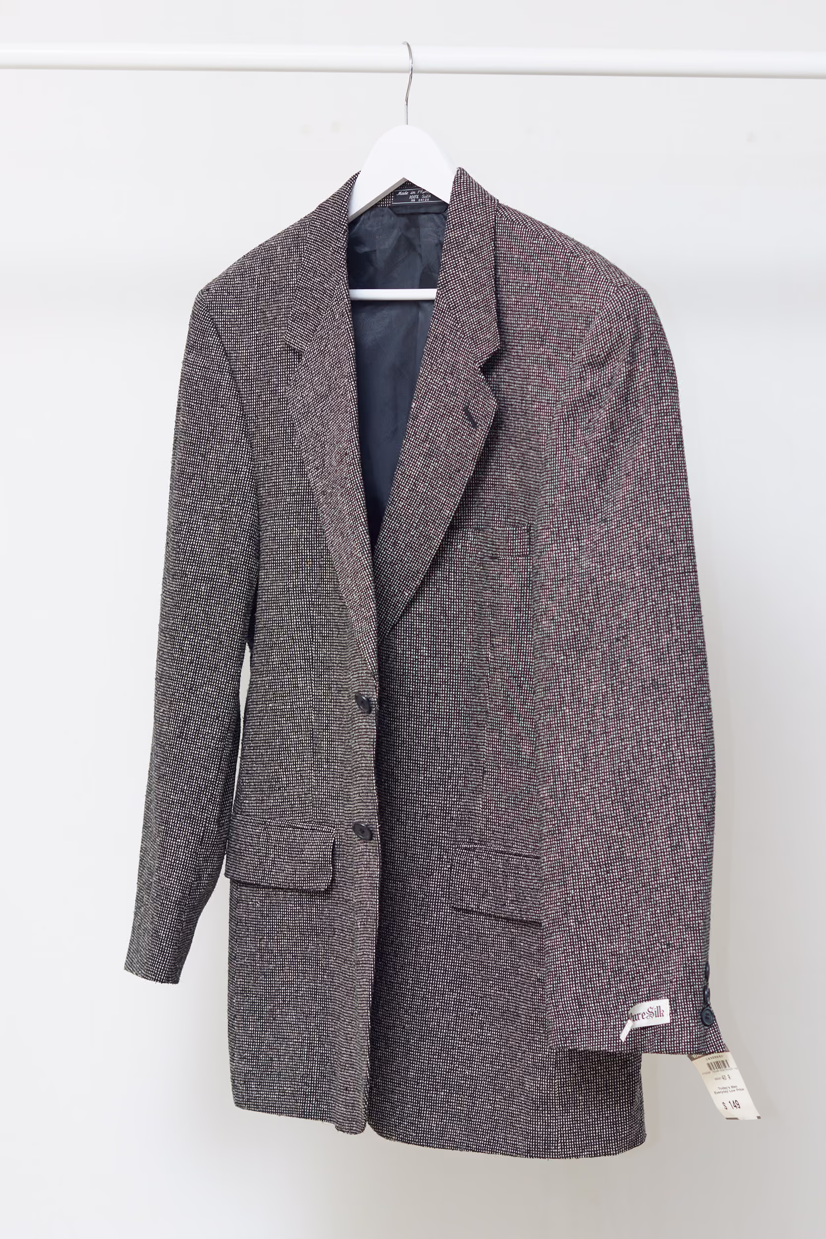 Sacou Vintage nou cu micro-pattern din Mătase 100% L/XL - imagine 5