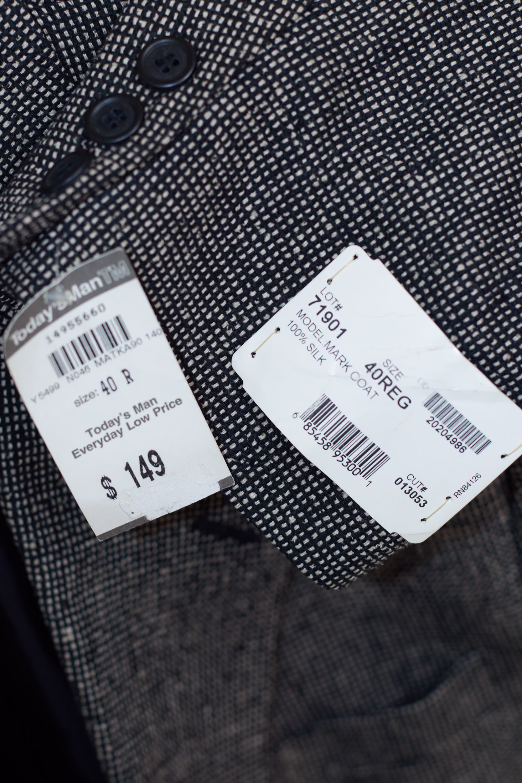 Sacou Vintage nou cu micro-pattern din Mătase 100% L/XL - imagine 6