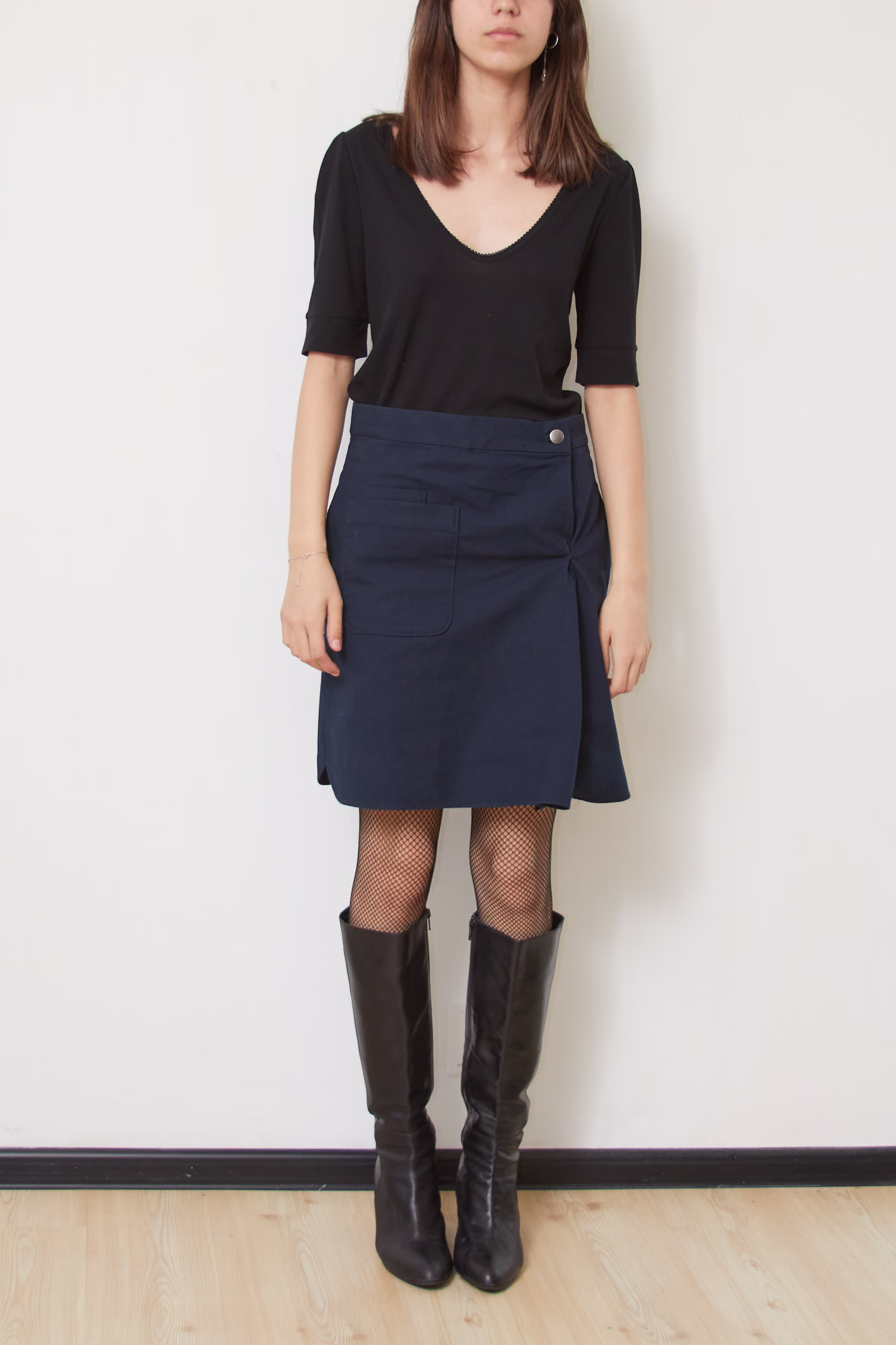 Fustă Mini COS Bleumarin din Bumbac, XS/S - imagine 4