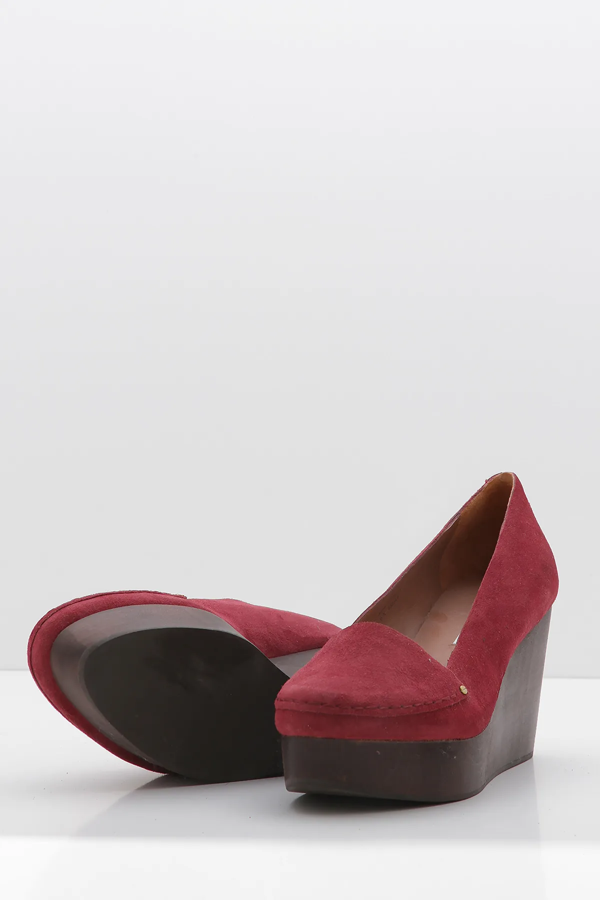 Pantofi & Other Stories Loafer-Wedge din Piele Întoarsă Wine - imagine 4