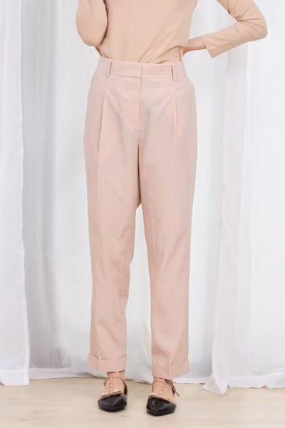 Pantaloni COS Peach Classy bumbac și cupro, EU40/M