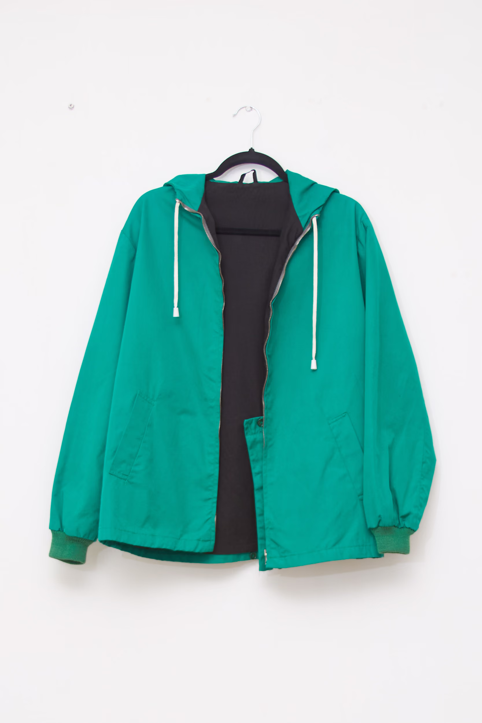 Geacă cu Glugă Vintage din bumbac – Verde Smarald - M/L - imagine 2