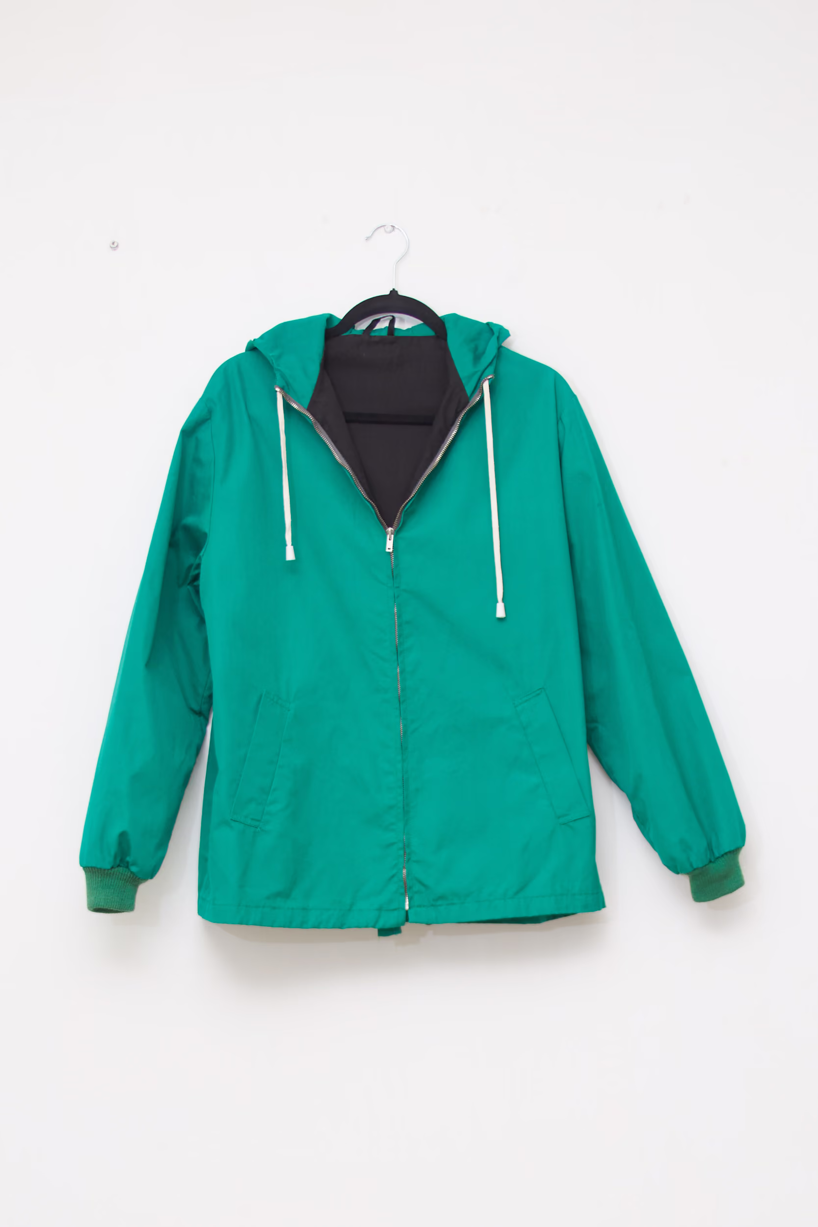Geacă cu Glugă Vintage din bumbac – Verde Smarald - M/L