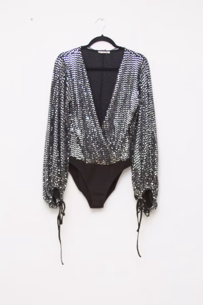 Body Zara cu Paiete Argintii – Nou - M/L