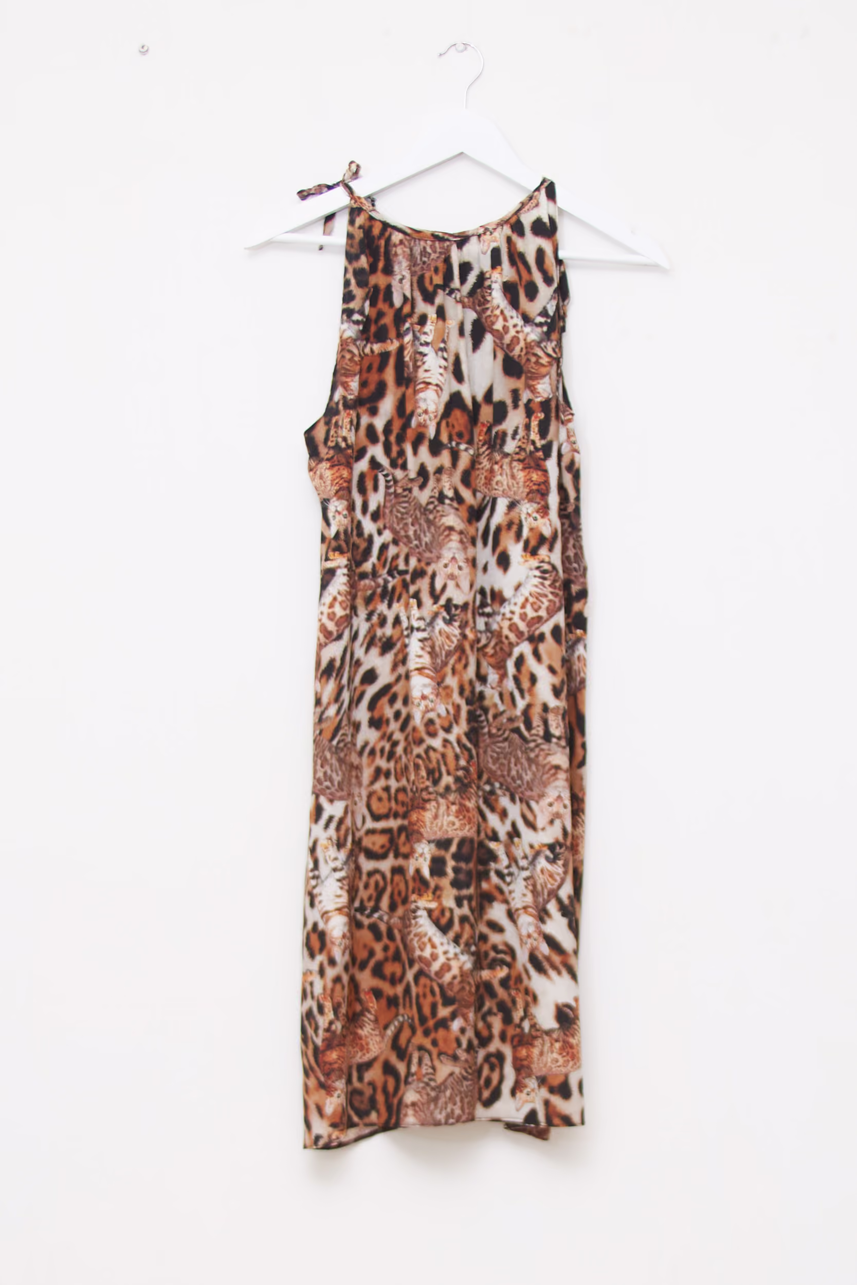 Rochie Halter din Mătase Naturală – kitty print - S