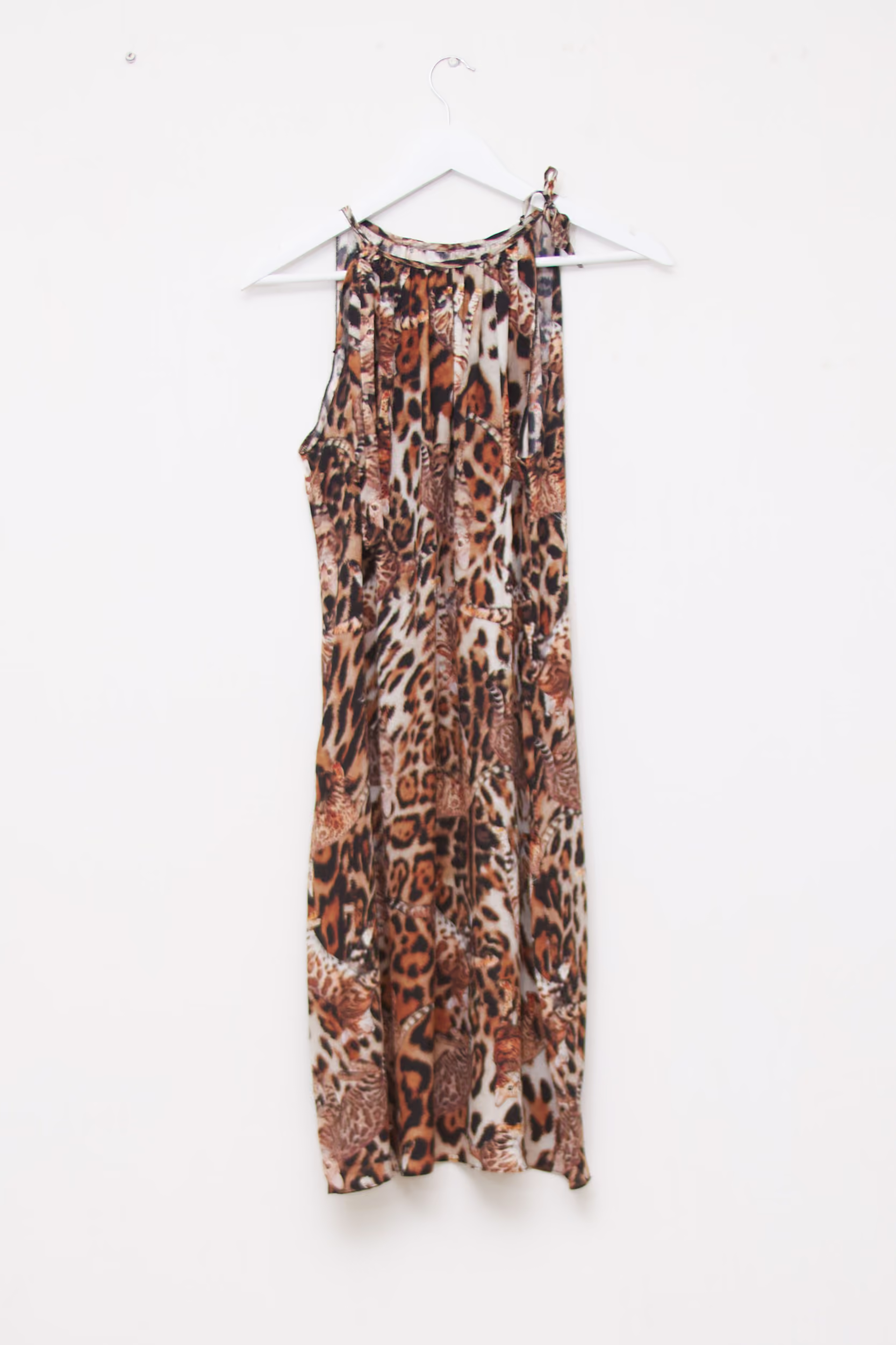 Rochie Halter din Mătase Naturală – kitty print - S - imagine 3
