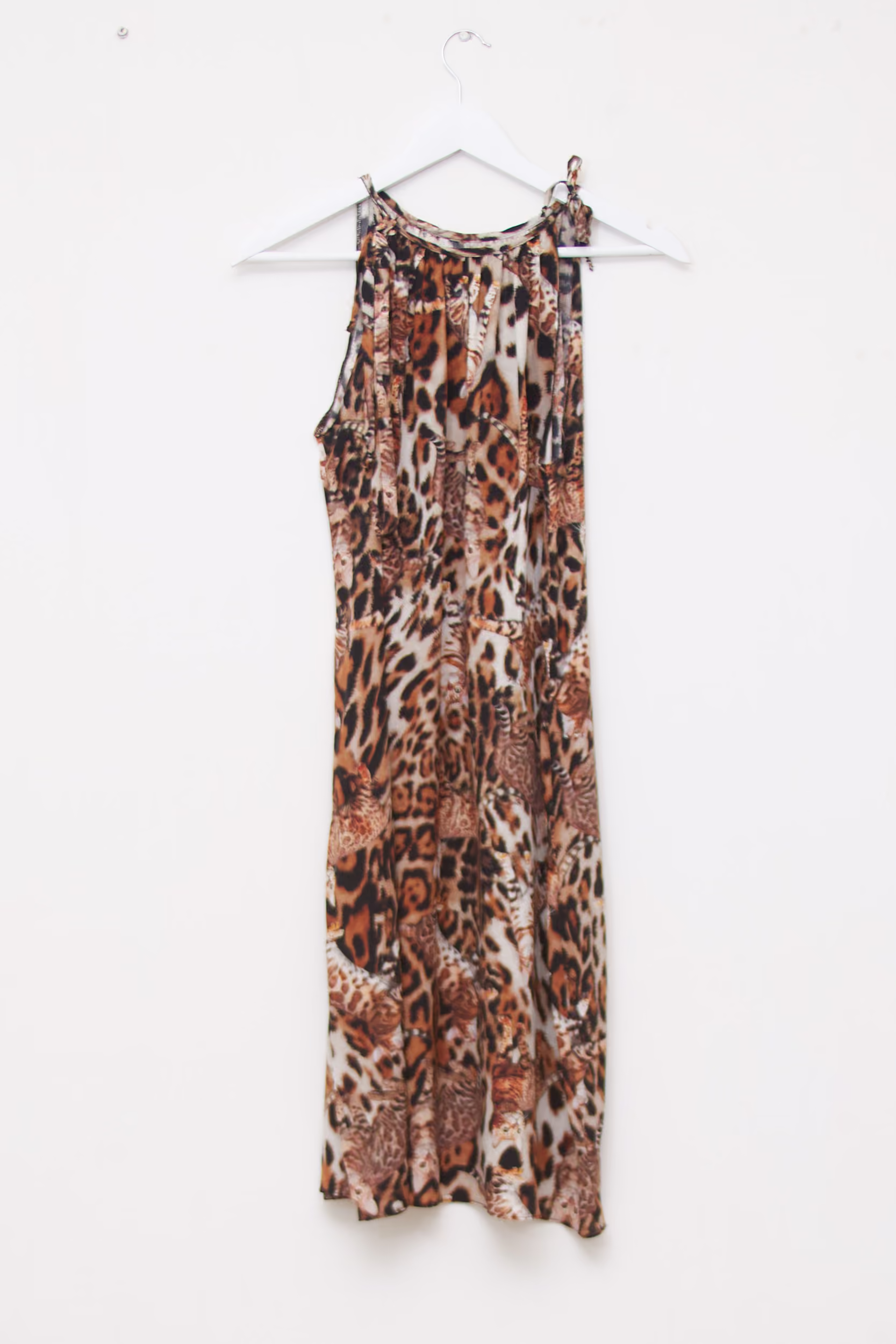 Rochie Halter din Mătase Naturală – kitty print - S - imagine 4