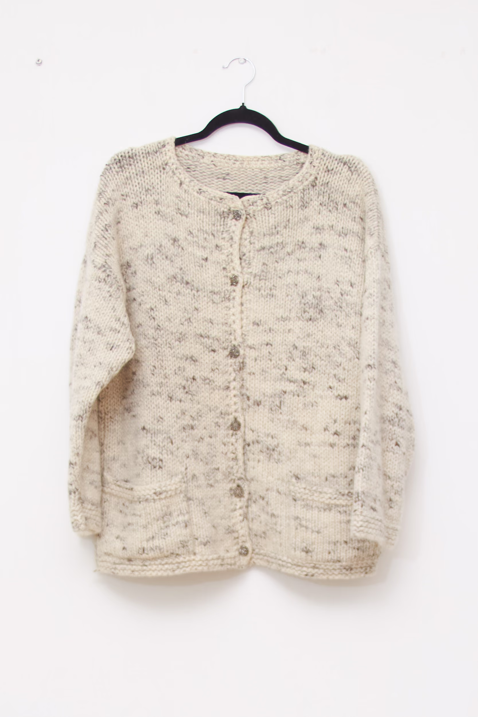 Cardigan Vintage din Lână muliné– Lucrat Manual - M/L - imagine 2
