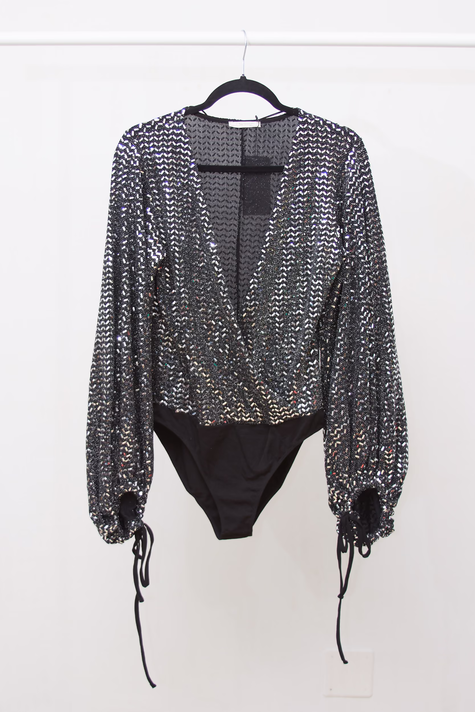 Body Zara cu Paiete Argintii – Nou - M/L - imagine 4