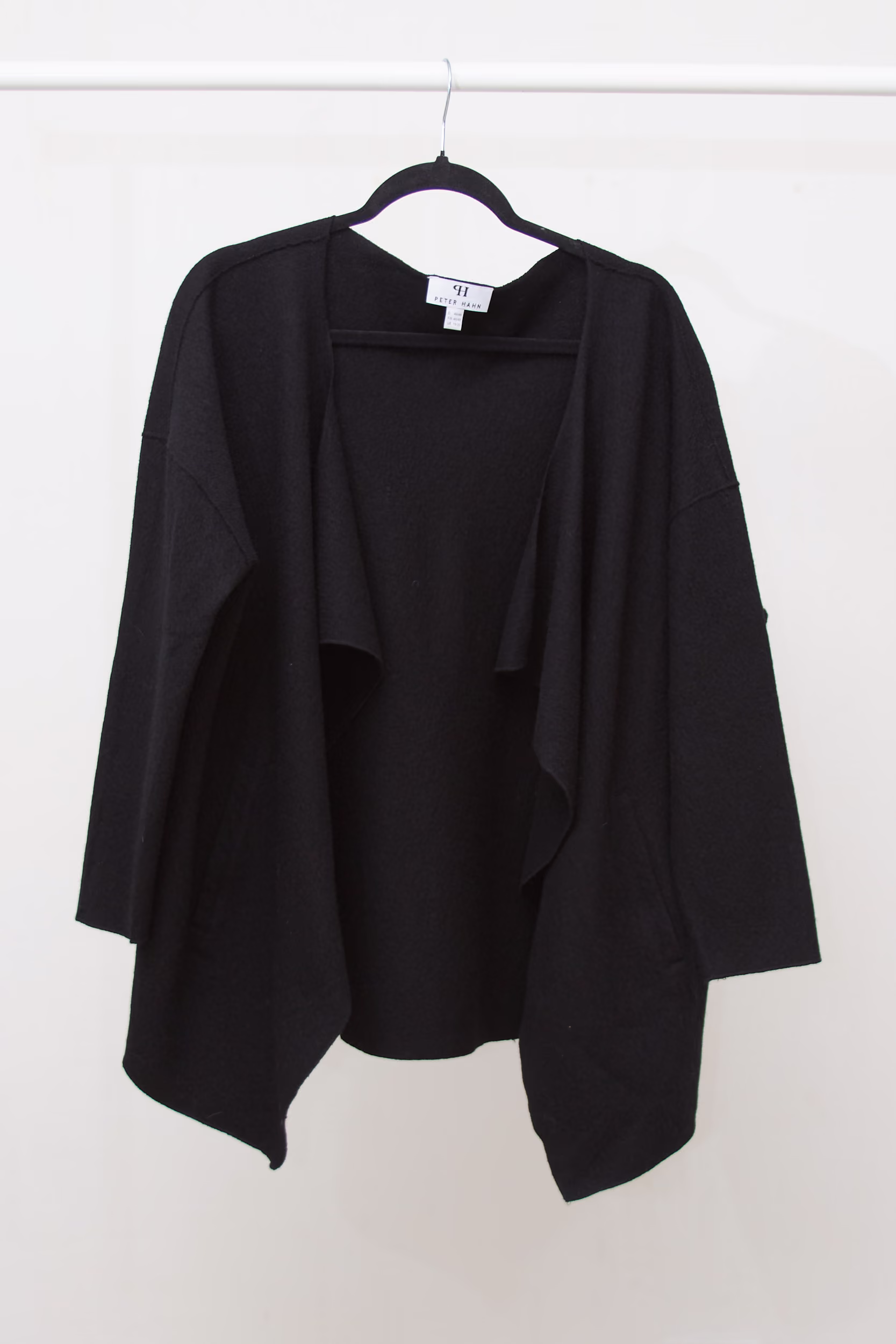 Cardigan Peter Hahn – 100% Lână Fiartă Neagră - L - imagine 4