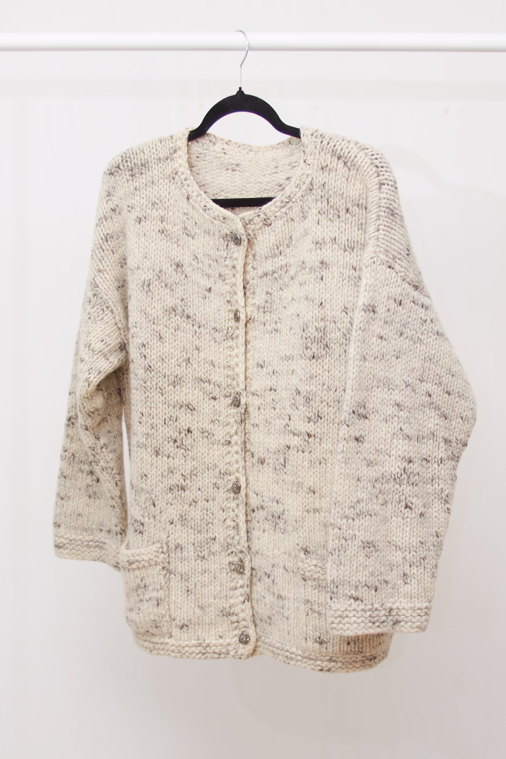 Cardigan Vintage din Lână muliné– Lucrat Manual - M/L - imagine 4