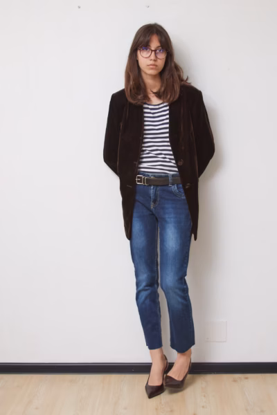 Sacou Vintage Luisa Spagnoli din Catifea Premium de Viscoză Maro Ciocolatiu, Mărime M