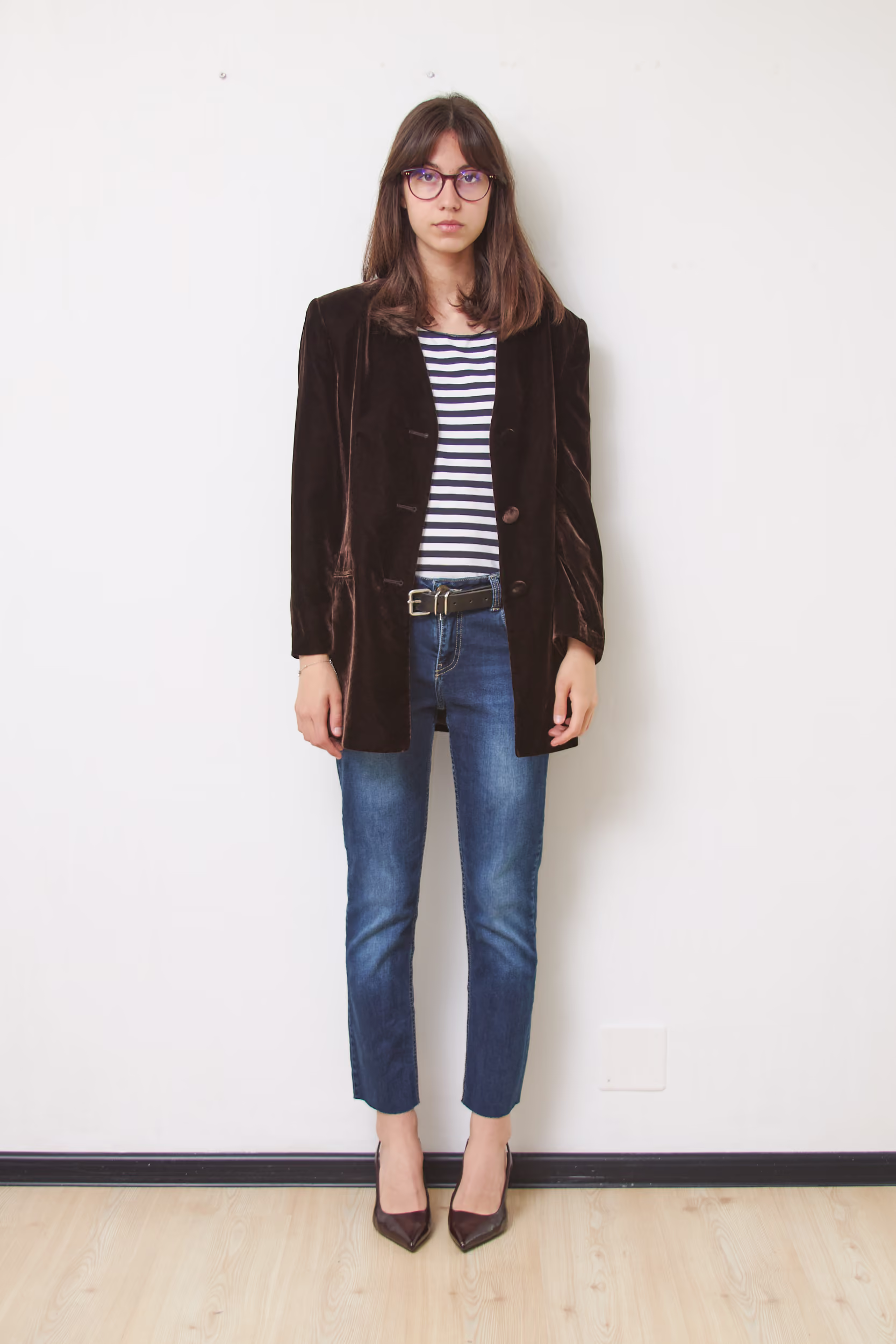 Sacou Vintage Luisa Spagnoli din Catifea Premium de Viscoză Maro Ciocolatiu, Mărime M - imagine 3