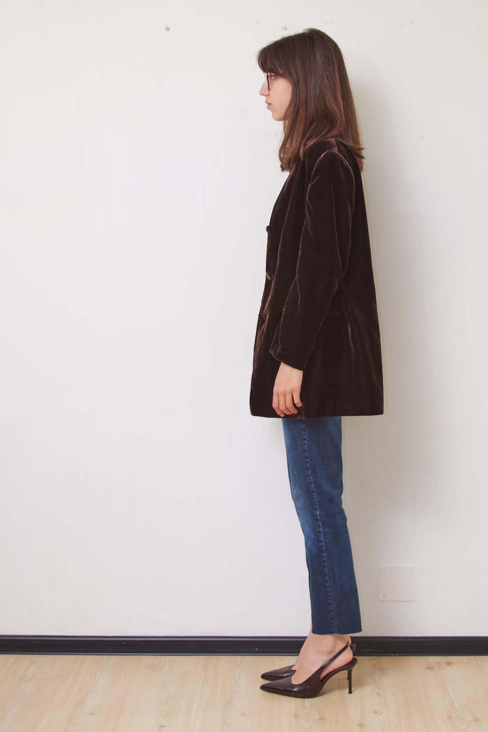 Sacou Vintage Luisa Spagnoli din Catifea Premium de Viscoză Maro Ciocolatiu, Mărime M - imagine 4