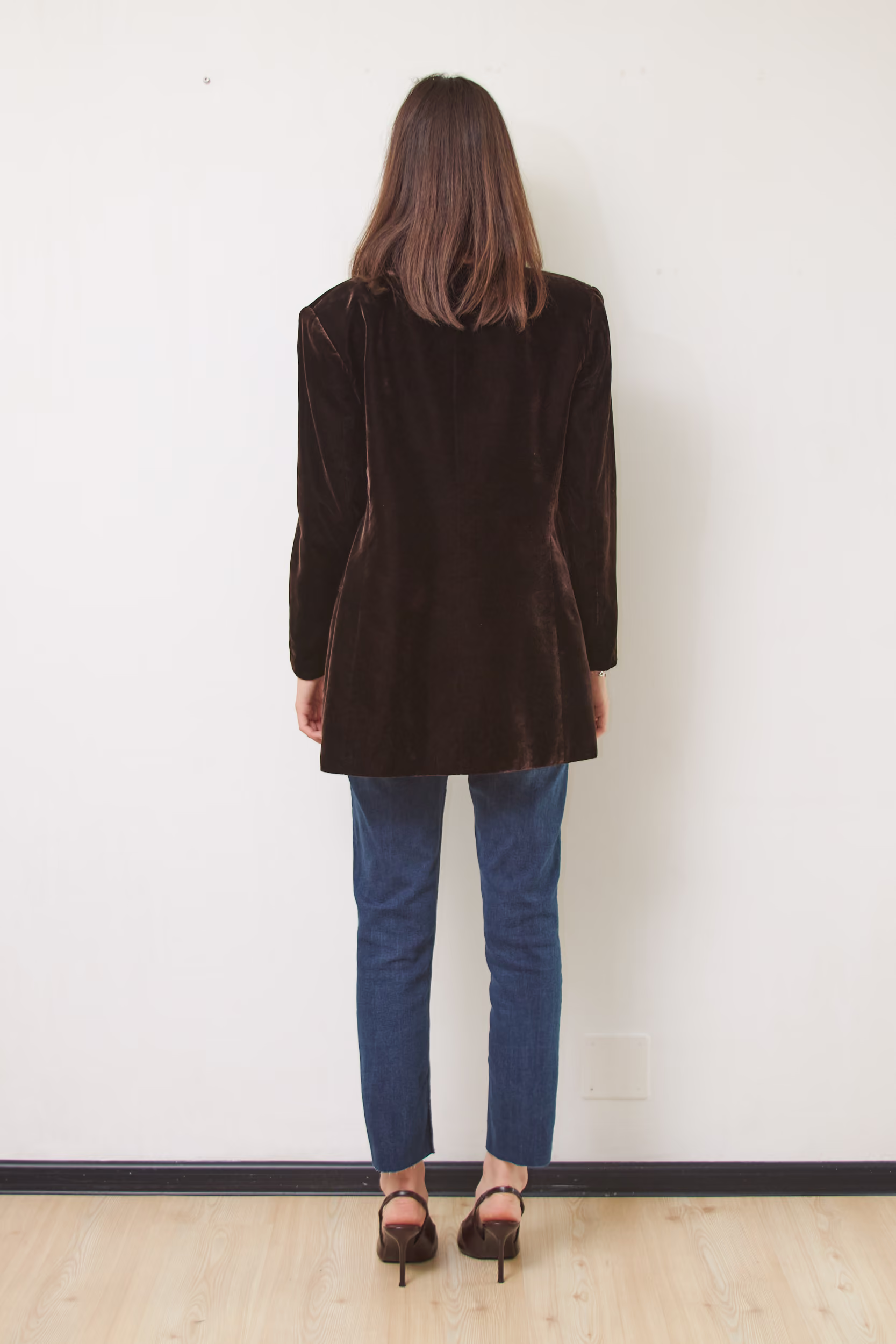 Sacou Vintage Luisa Spagnoli din Catifea Premium de Viscoză Maro Ciocolatiu, Mărime M - imagine 5