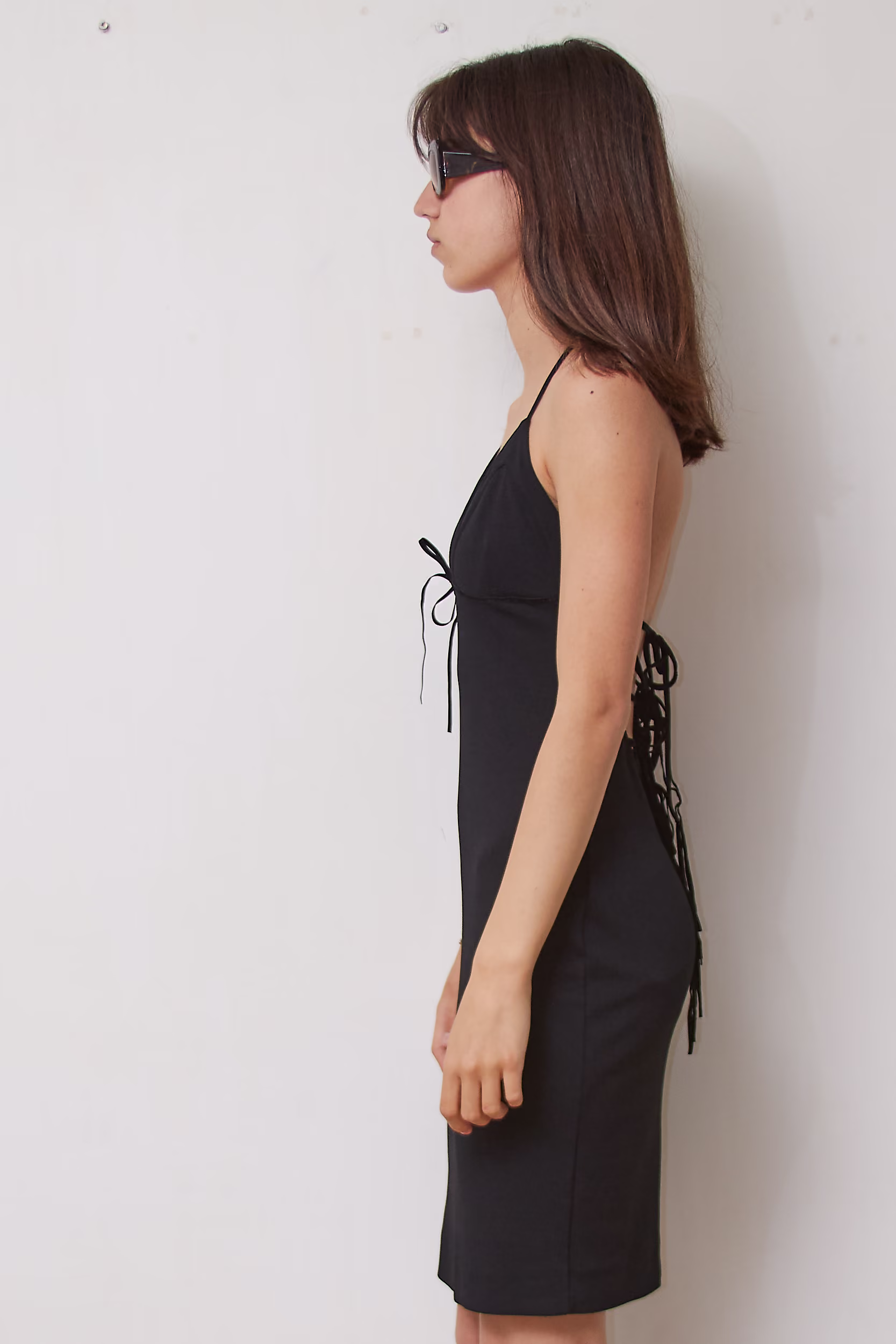 Rochie Vintage Roberta Scarpa Midi cu Spatele Gol și Șireturi Negră, Mărime XS - imagine 3