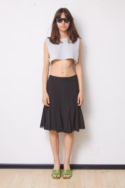 Fustă Vintage Luisa Spagnoli din Mătase Naturală 100% Negră, Mărime M/L