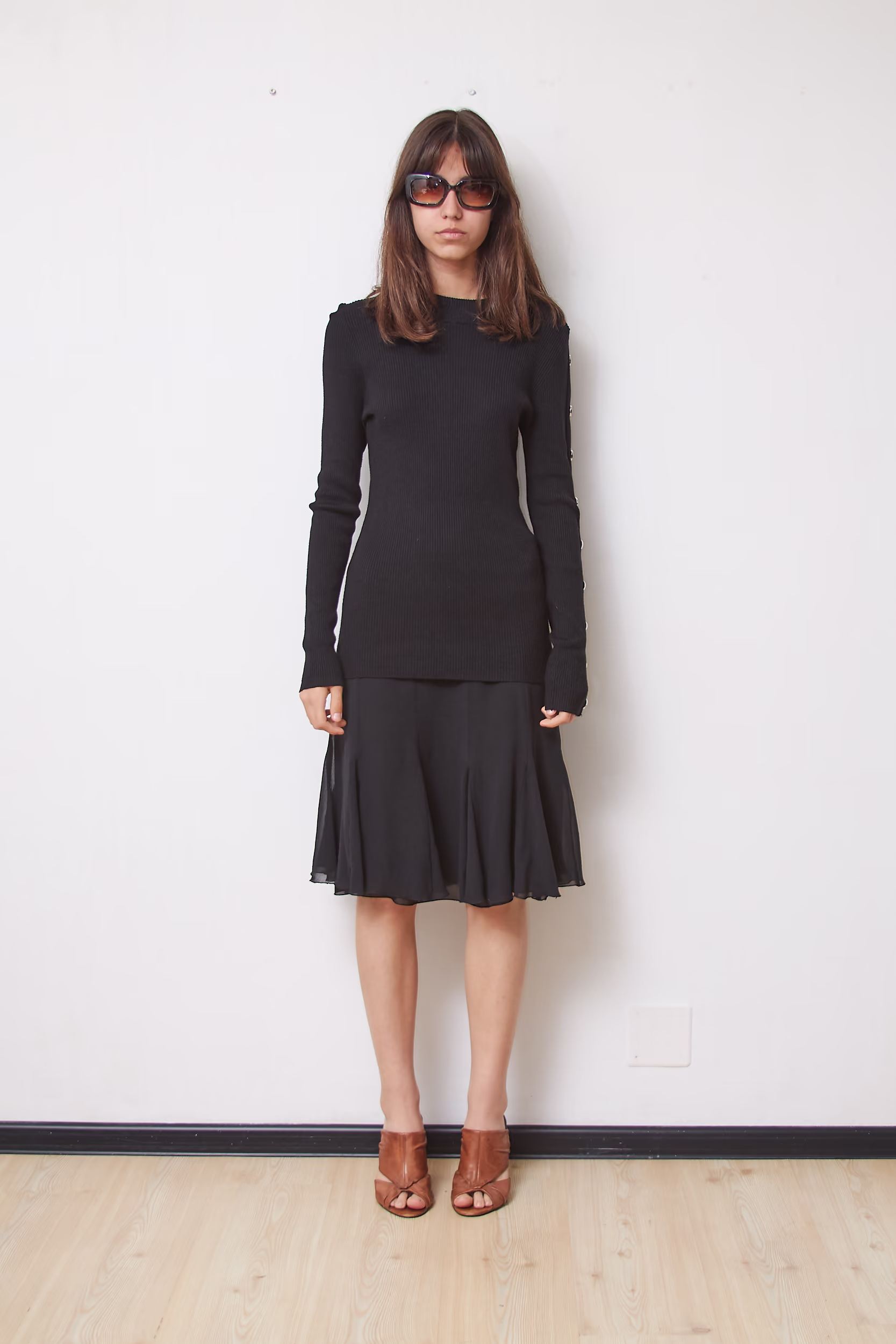 Fustă Vintage Luisa Spagnoli din Mătase Naturală 100% Negră, Mărime M/L - imagine 4
