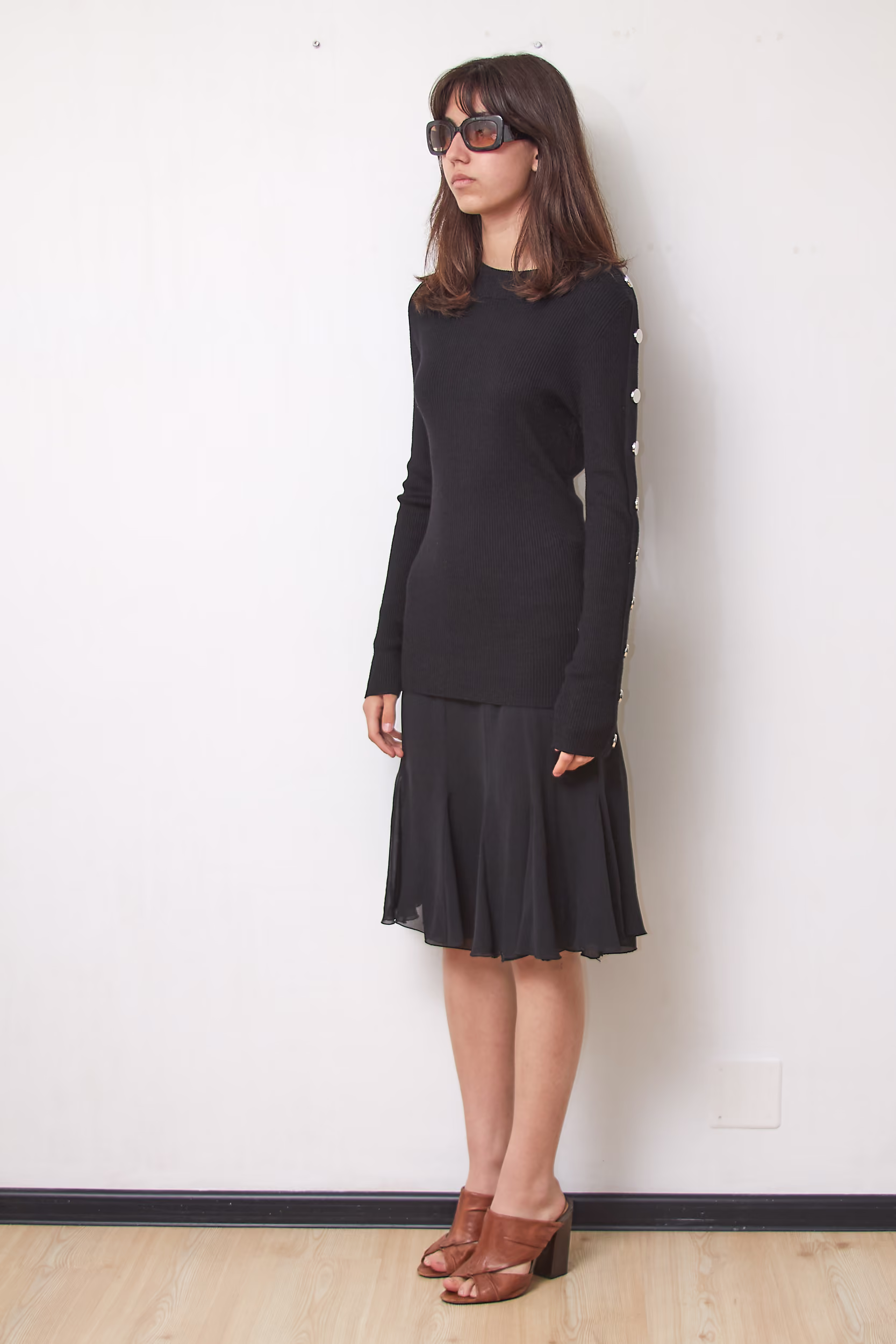 Fustă Vintage Luisa Spagnoli din Mătase Naturală 100% Negră, Mărime M/L - imagine 5