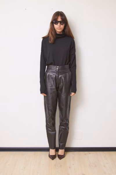 Pantaloni Vintage Miss Astor – 100% Piele Naturală XS/S