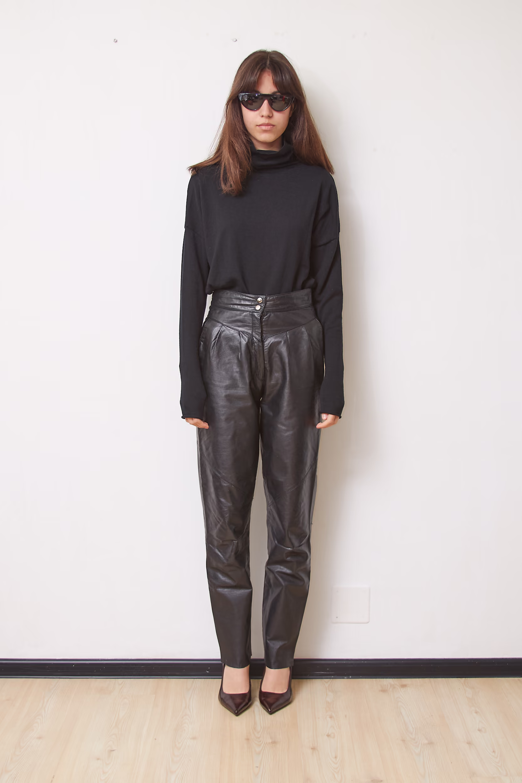 Pantaloni Vintage Miss Astor – 100% Piele Naturală XS/S