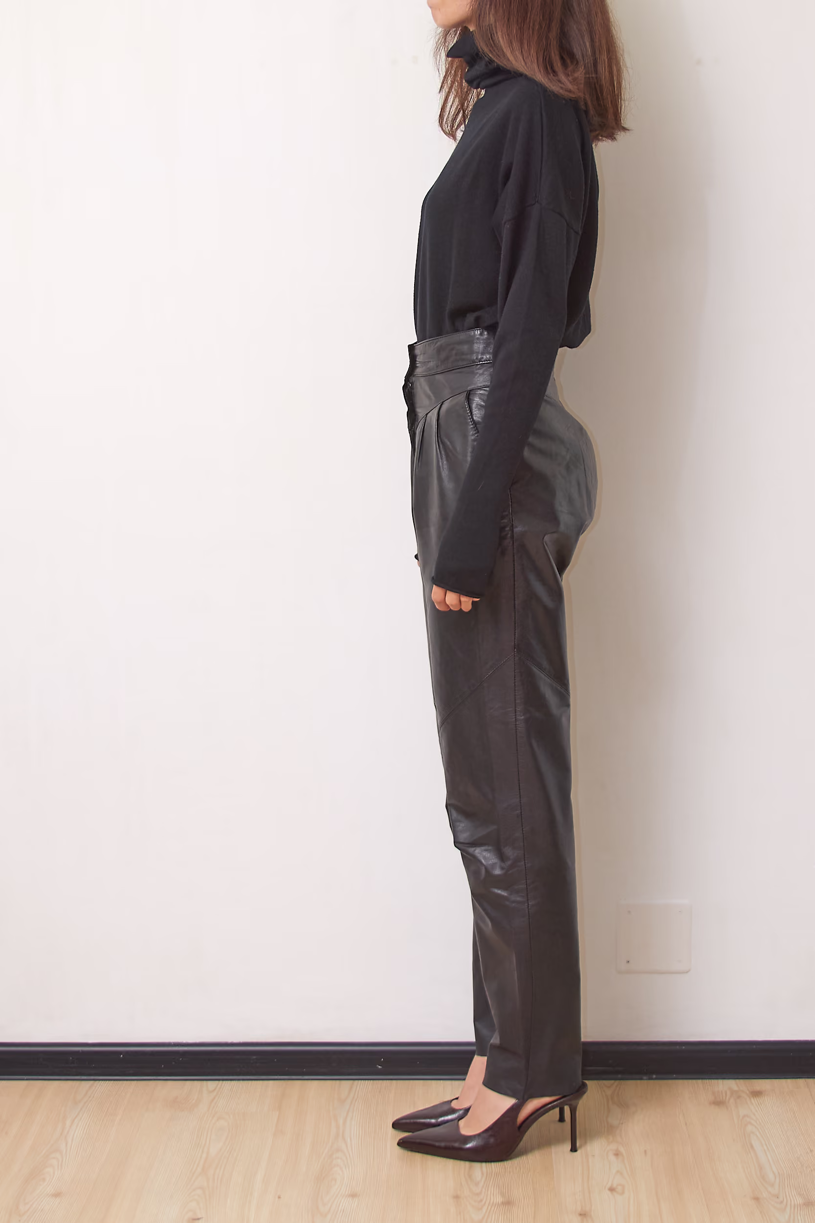 Pantaloni Vintage Miss Astor – 100% Piele Naturală XS/S - imagine 3