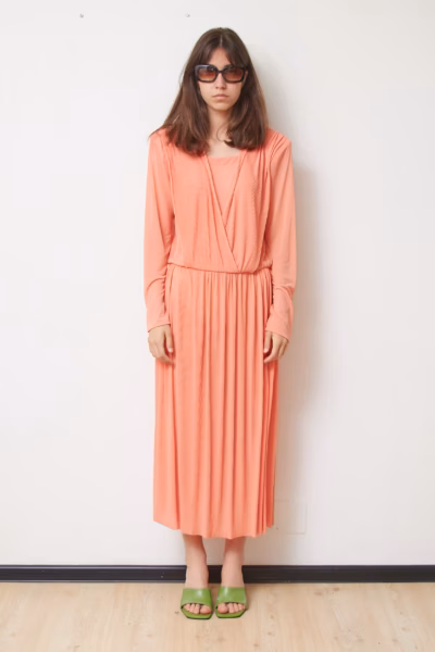 Rochie Vintage Anii '70 - Studio 54 / Retro Glam corai, Mărime S/M/L