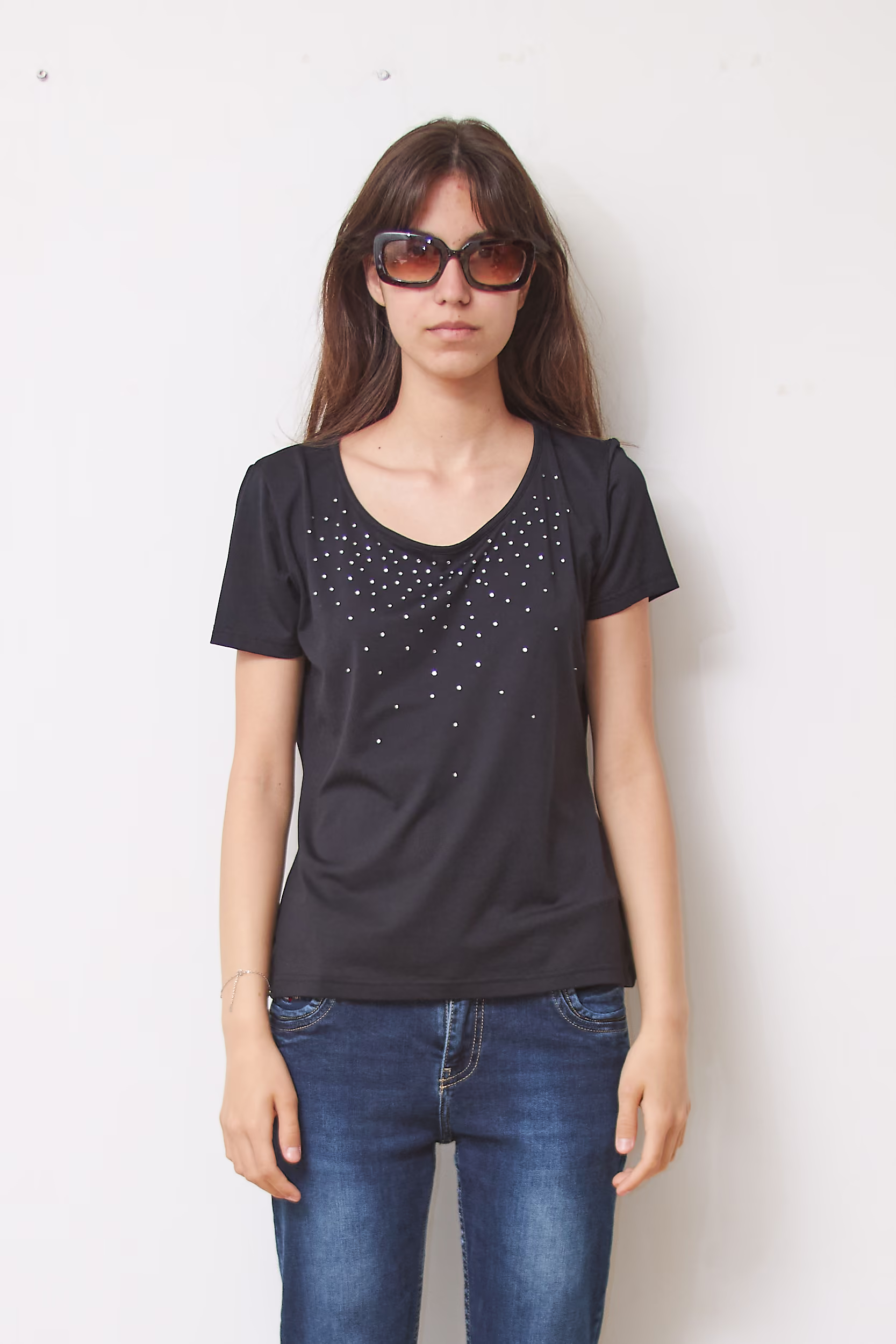 Tricou Luisa Spagnoli din Jerseu de Nylon cu Cristale, Mărime M - imagine 2