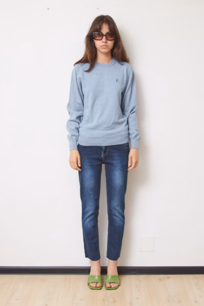 Pulover Vintage Conte of Florence din Lână Merinos 50% Bleu Clarat, Mărime S