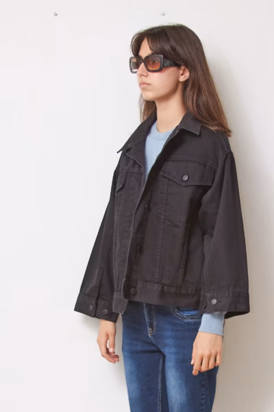Jahetă din denim de bumbac Boxy Fit