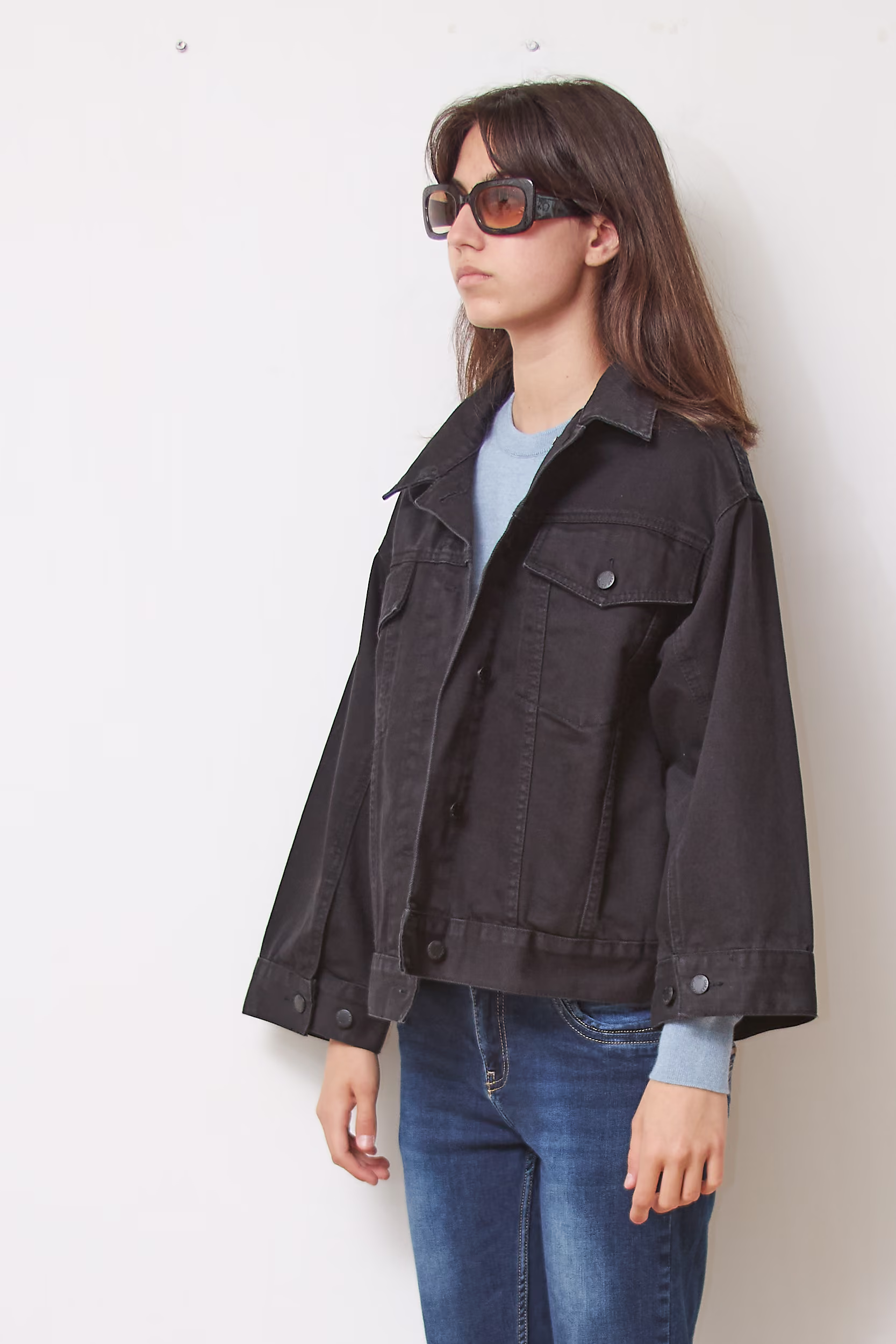 Jahetă din denim de bumbac Boxy Fit